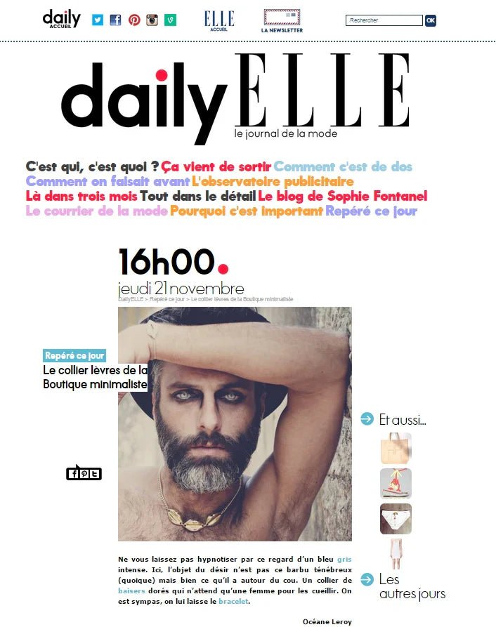 ELLE PARIS – DAILY ELLE – LE JOURNAL DE LA MODE - Boutique Minimaliste