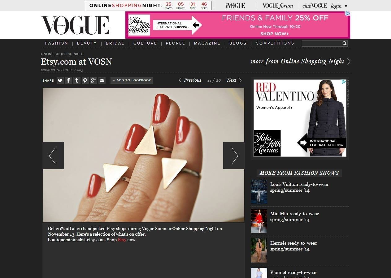 VOGUE ONLINE SHOPPING NIGHT – AUSTRALIA - Boutique Minimaliste