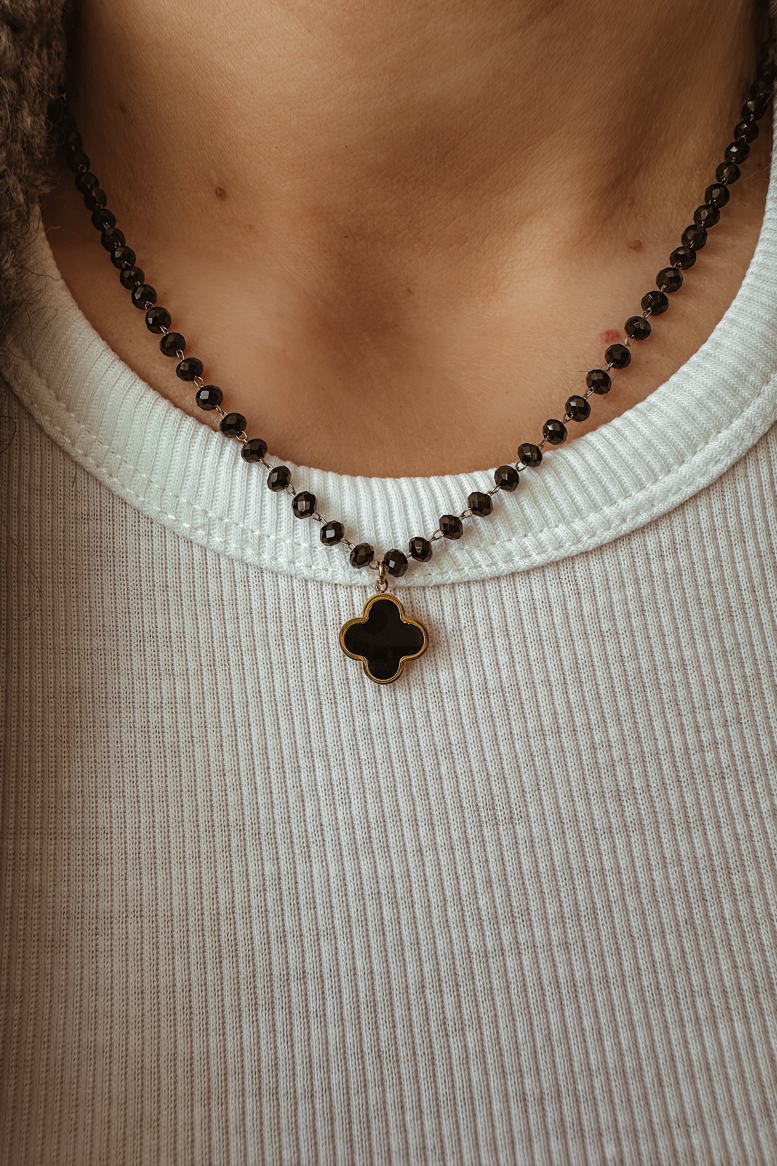 Rosary Chain Clover Necklace