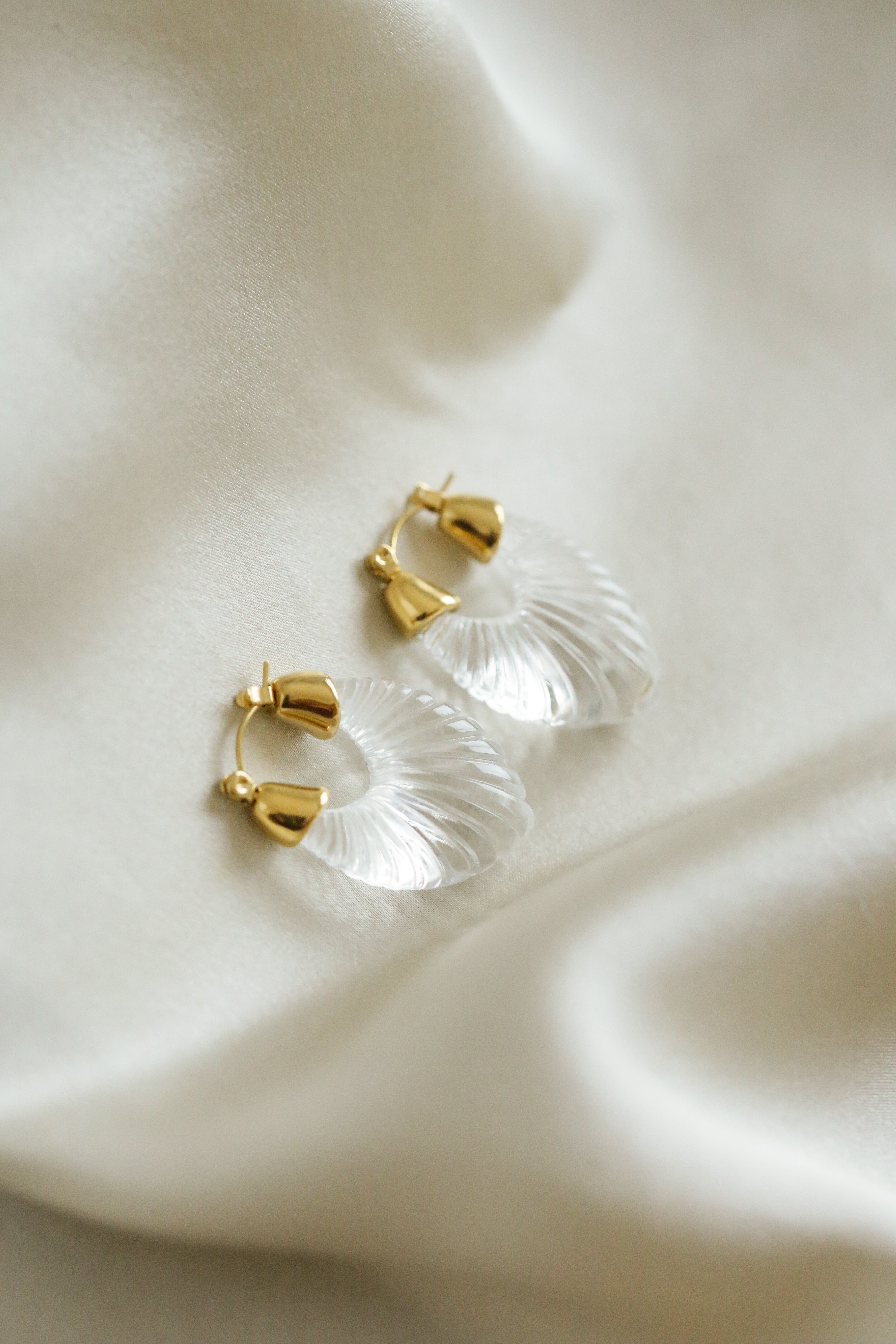 Clear Ribbed Lucite Hoops