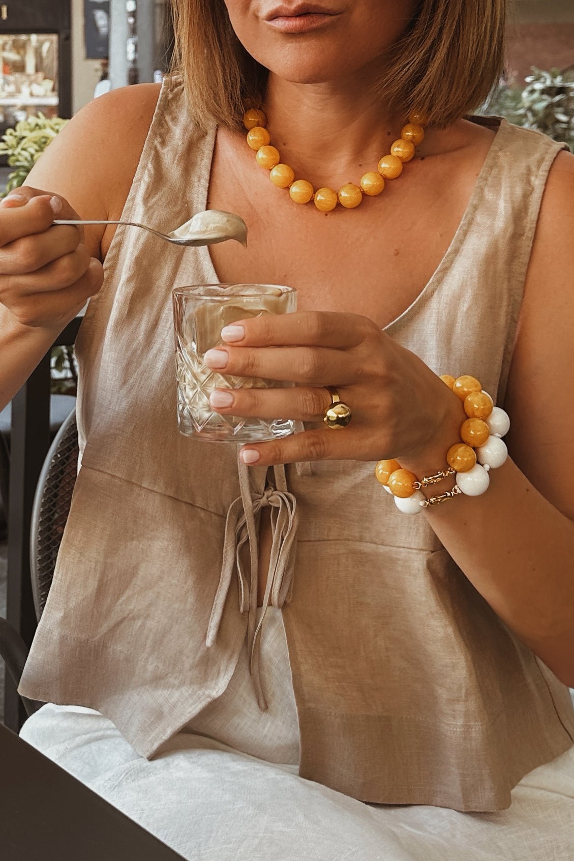 Amalfi Necklace - Amber - Boutique Minimaliste has waterproof, durable, elegant and vintage inspired jewelry