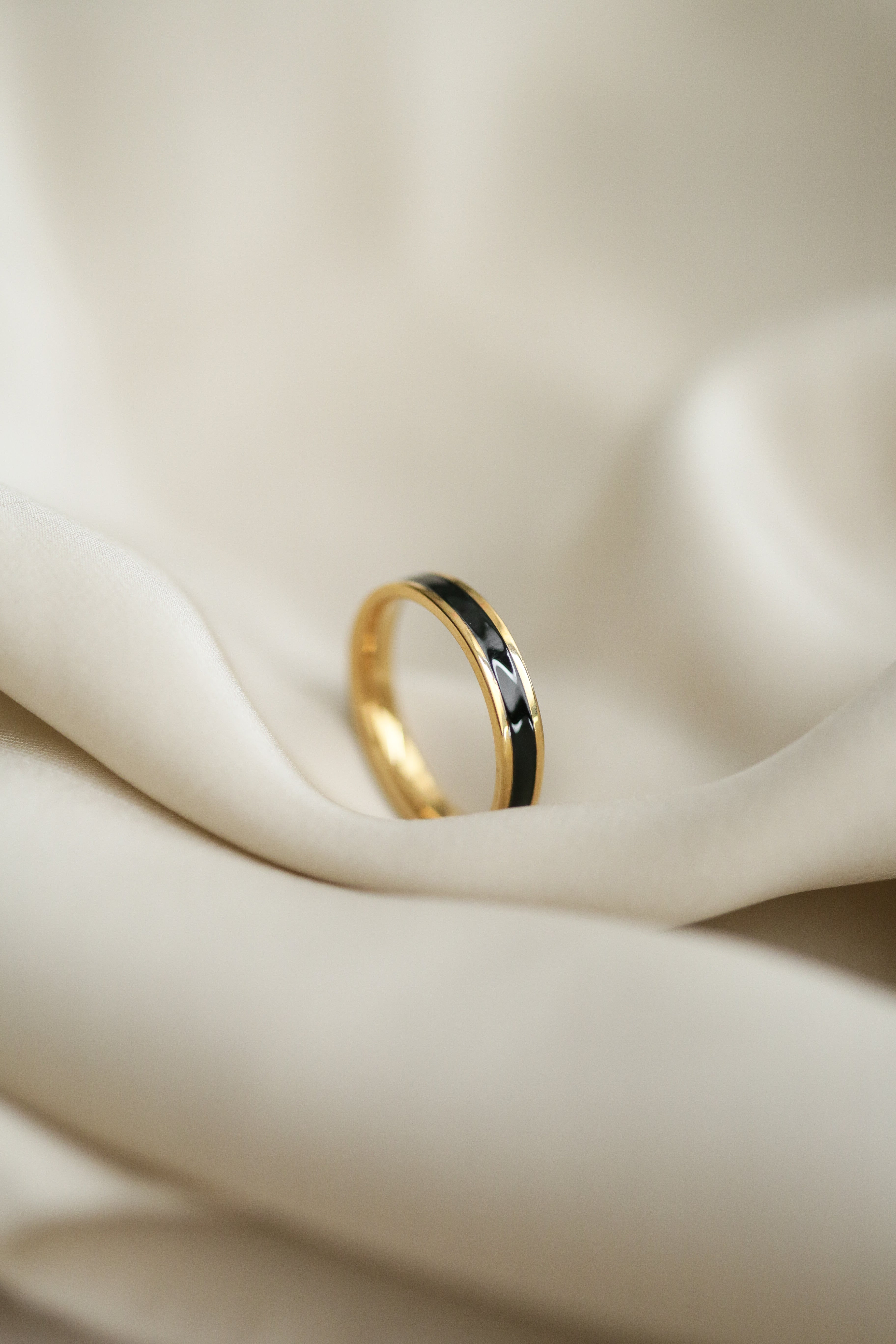 Black Enamel Ring - Boutique Minimaliste has waterproof, durable, elegant and vintage inspired jewelry