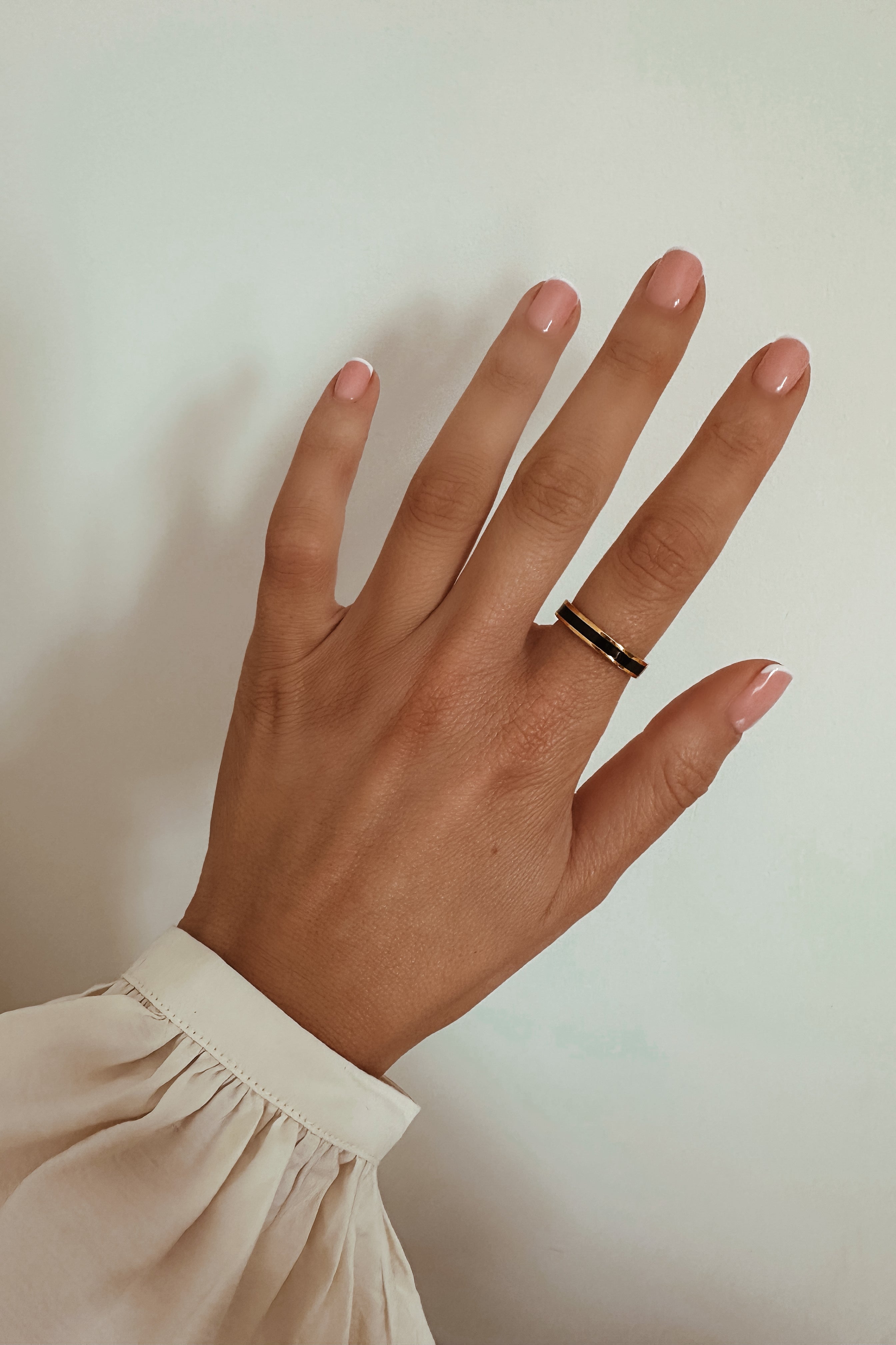 Black Enamel Ring - Boutique Minimaliste has waterproof, durable, elegant and vintage inspired jewelry