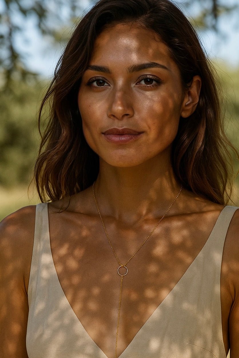 Drop Agate Lariat Necklace - has waterproof, durable, elegant and vintage inspired jewelry