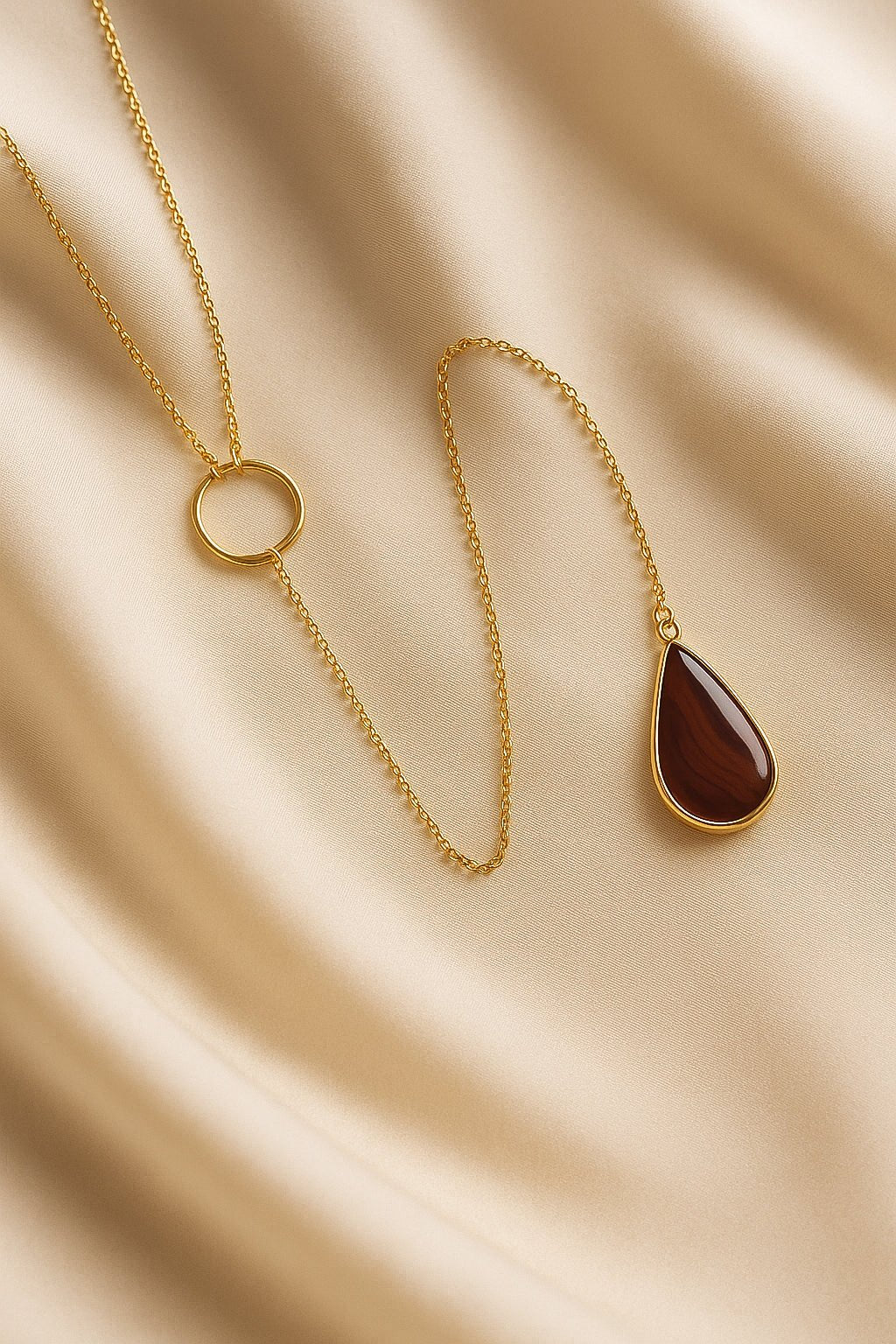 Drop Agate Lariat Necklace - has waterproof, durable, elegant and vintage inspired jewelry