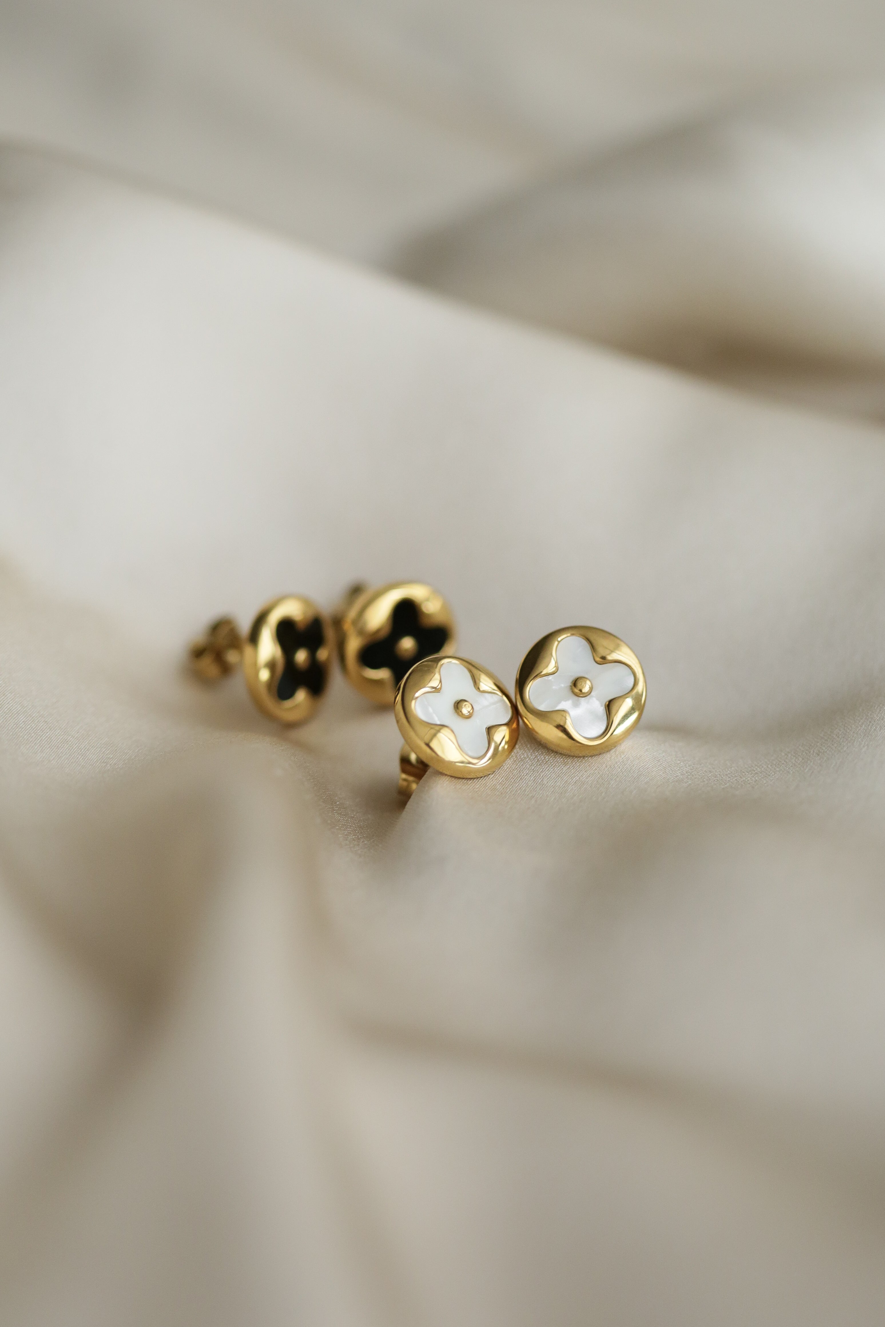 Enamel Clover Studs - Boutique Minimaliste has waterproof, durable, elegant and vintage inspired jewelry