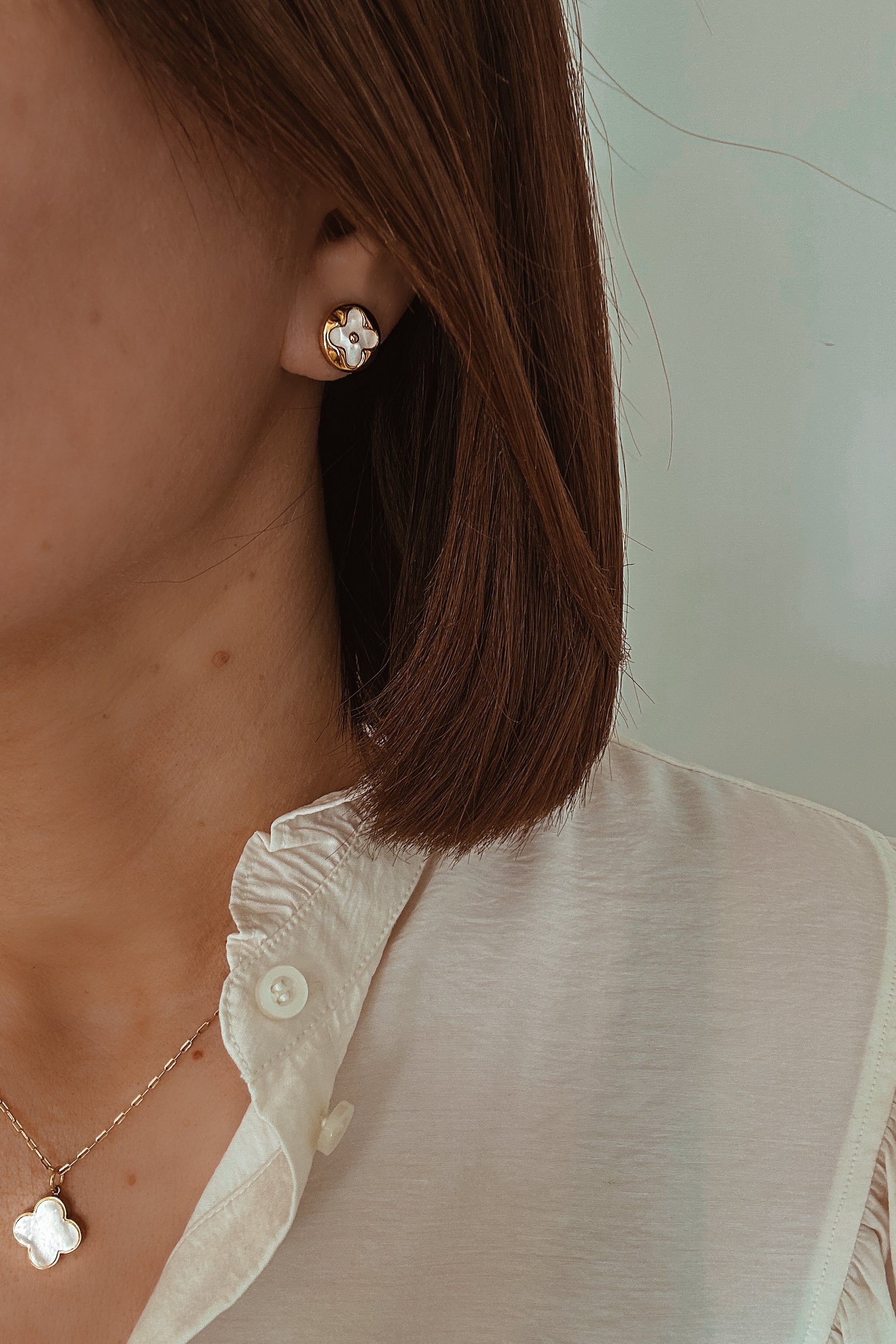 Enamel Clover Studs - Boutique Minimaliste has waterproof, durable, elegant and vintage inspired jewelry