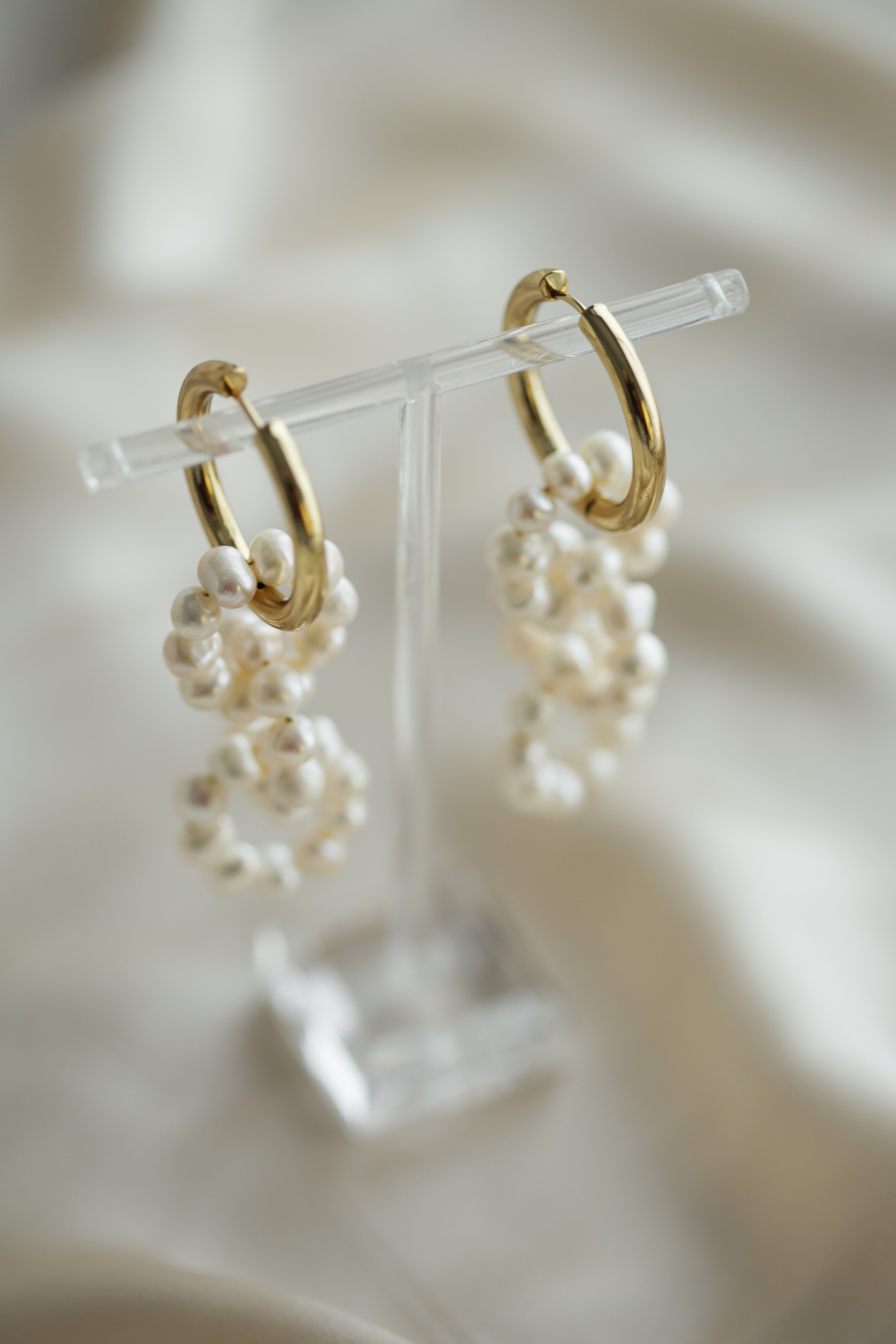 Entangled Pearls Hoops - Boutique Minimaliste has waterproof, durable, elegant and vintage inspired jewelry