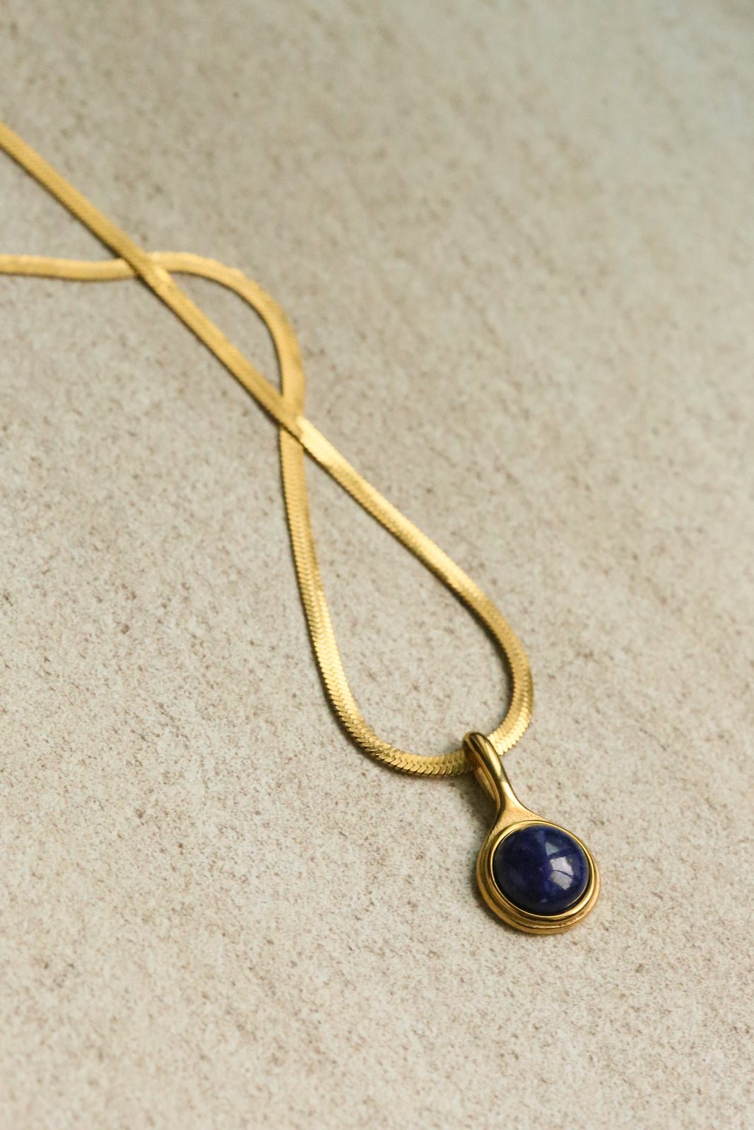 Justina Necklace - Lapiz Lazuli - has waterproof, durable, elegant and vintage inspired jewelry