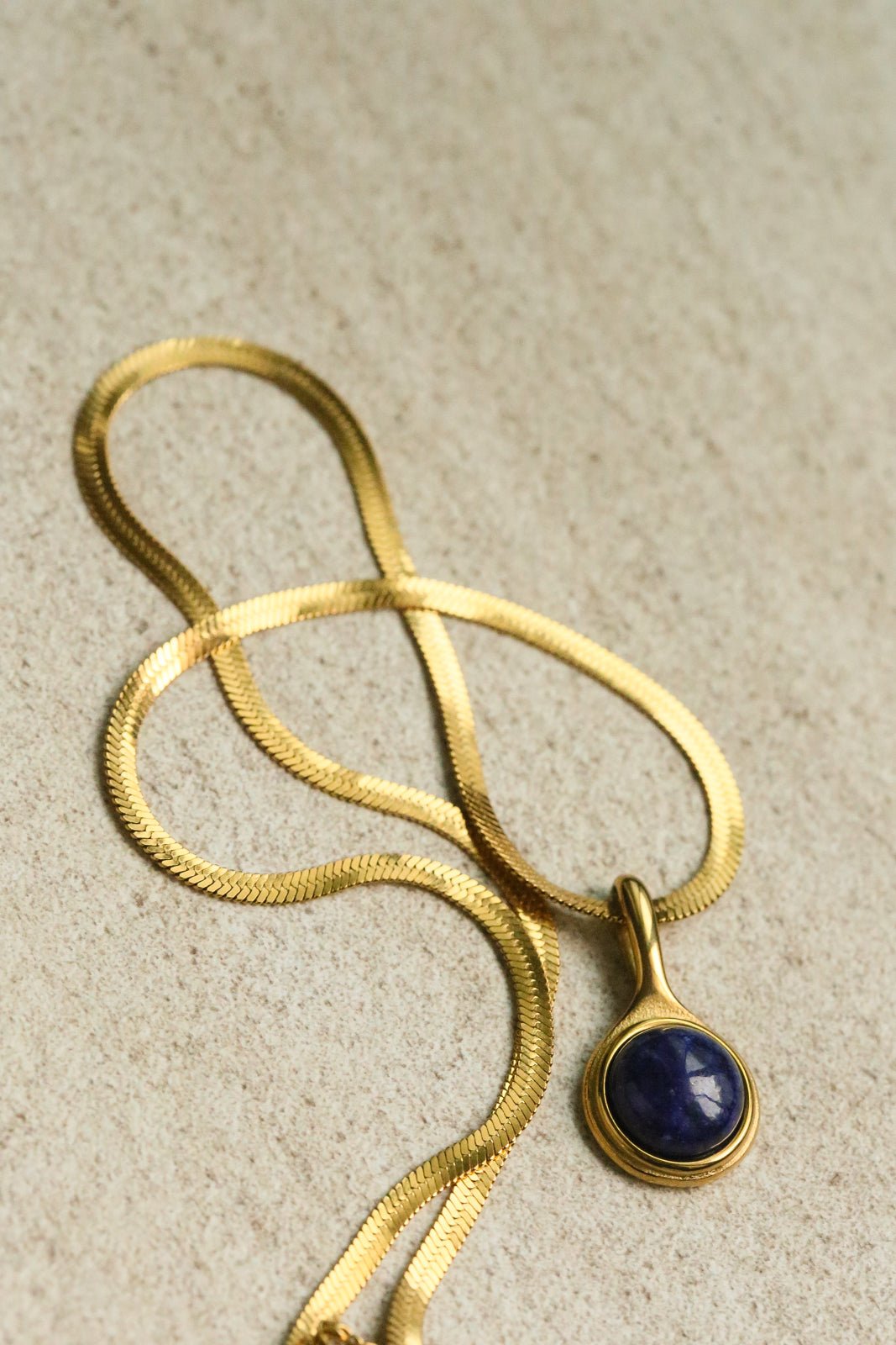 Justina Necklace - Lapiz Lazuli - has waterproof, durable, elegant and vintage inspired jewelry