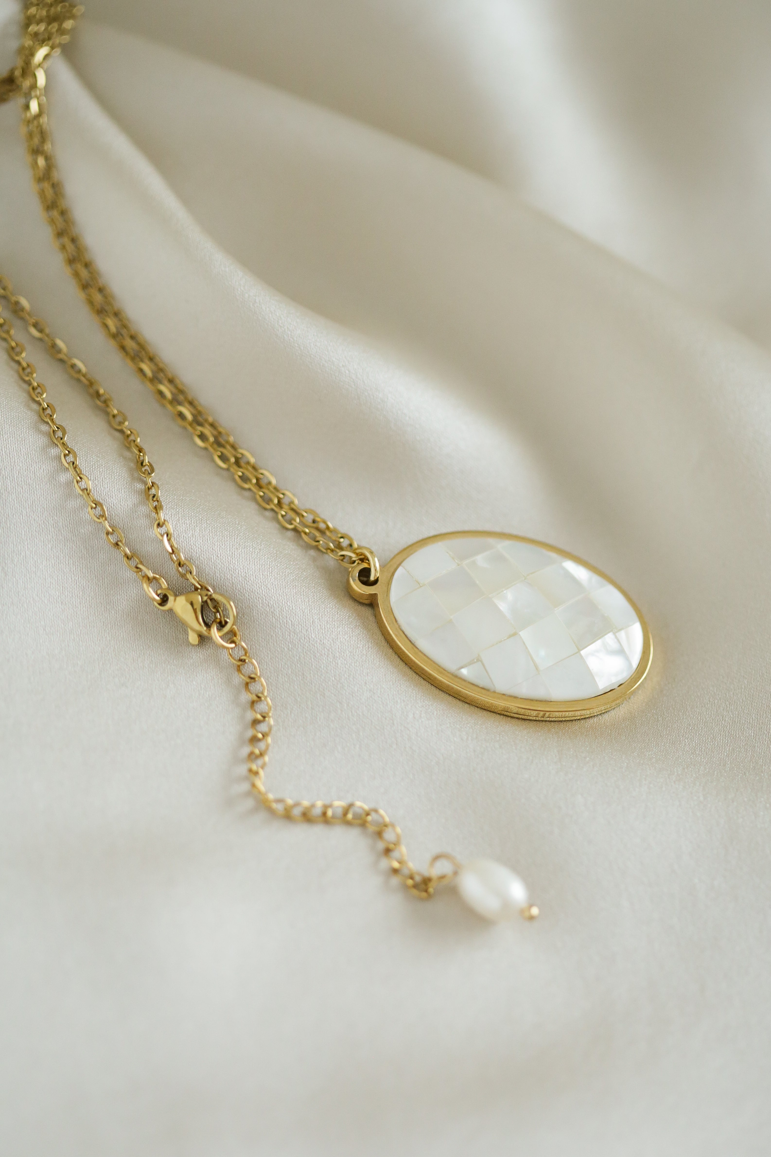 Mother of Pearl Cameo Necklace - Boutique Minimaliste has waterproof, durable, elegant and vintage inspired jewelry