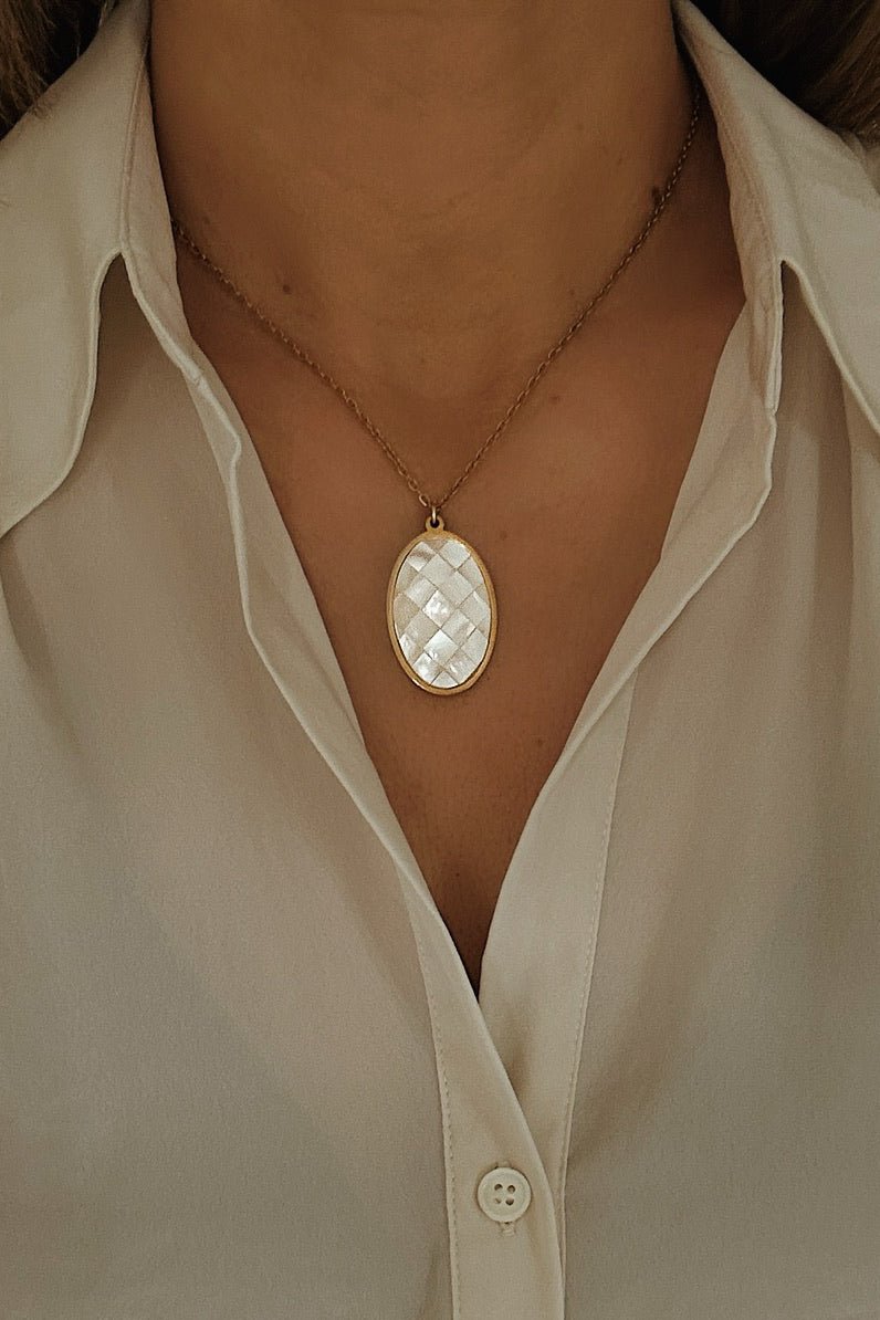 Mother of Pearl Cameo Necklace - Boutique Minimaliste has waterproof, durable, elegant and vintage inspired jewelry
