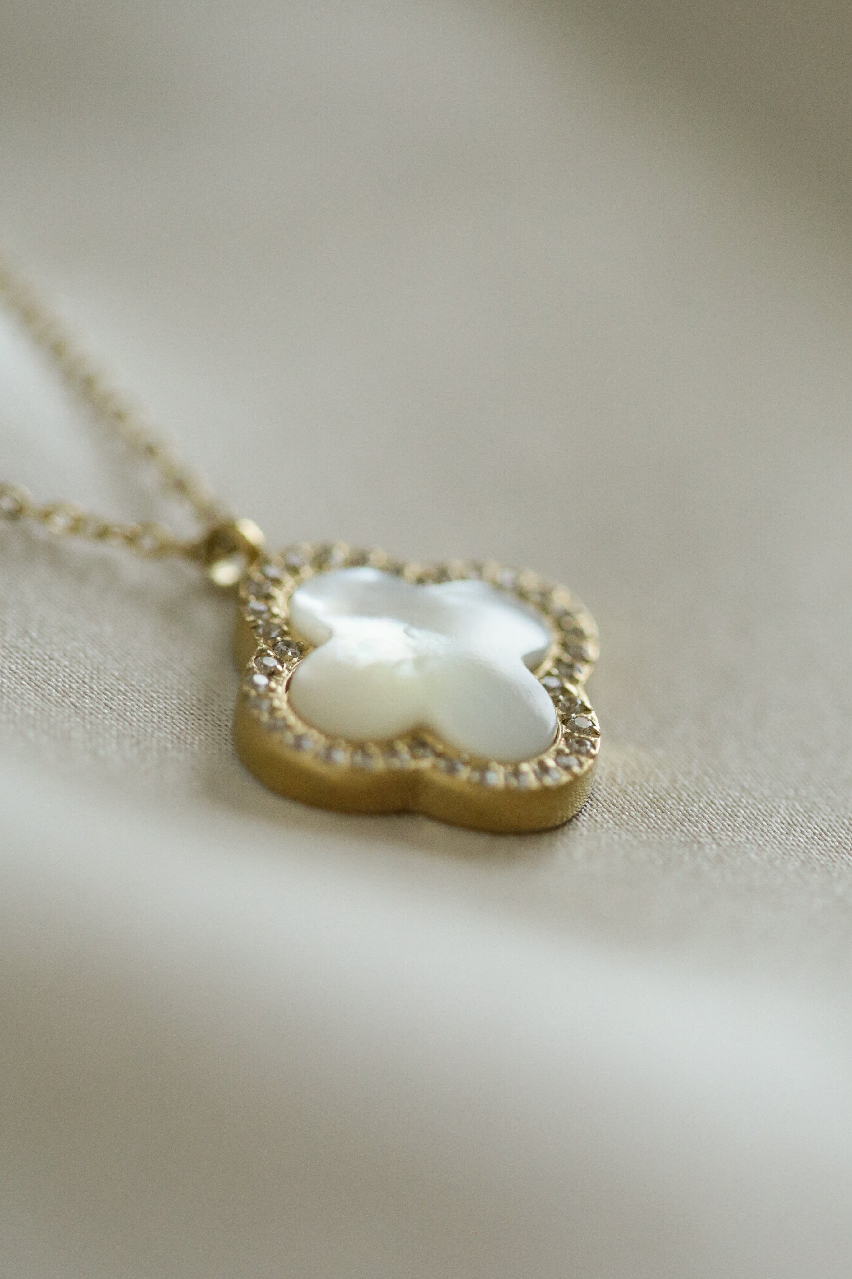 Mother of Pearl Clover Necklace - Boutique Minimaliste has waterproof, durable, elegant and vintage inspired jewelry