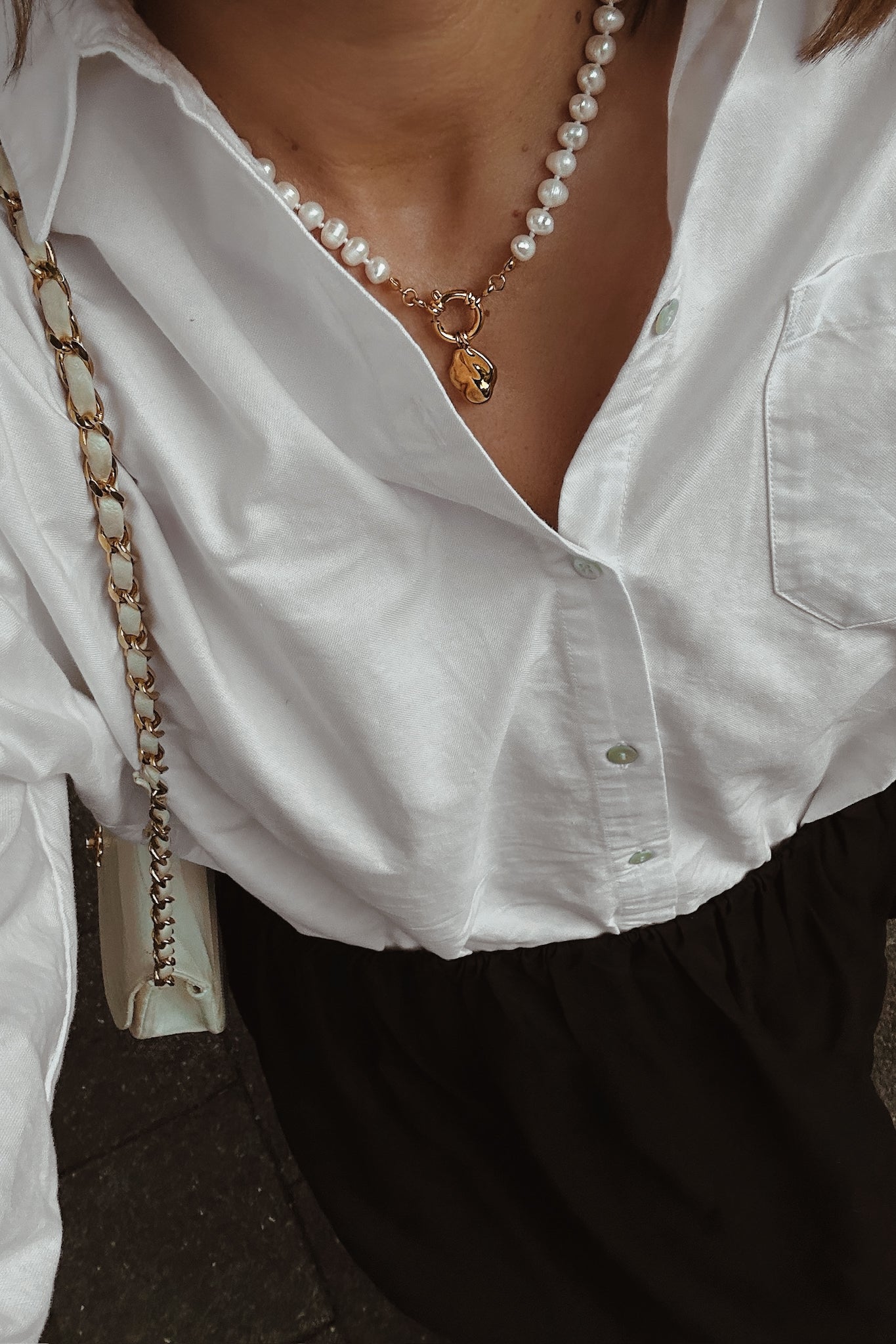 Organic Pearl Necklace - Boutique Minimaliste has waterproof, durable, elegant and vintage inspired jewelry