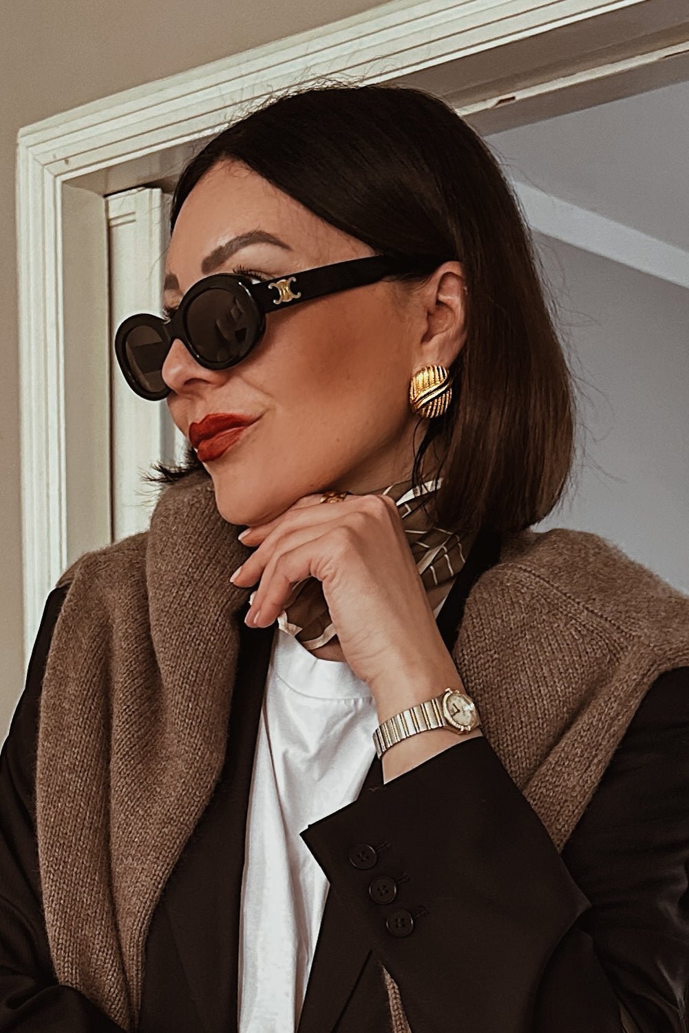 Ridge Oval Statement Earrings - Boutique Minimaliste has waterproof, durable, elegant and vintage inspired jewelry