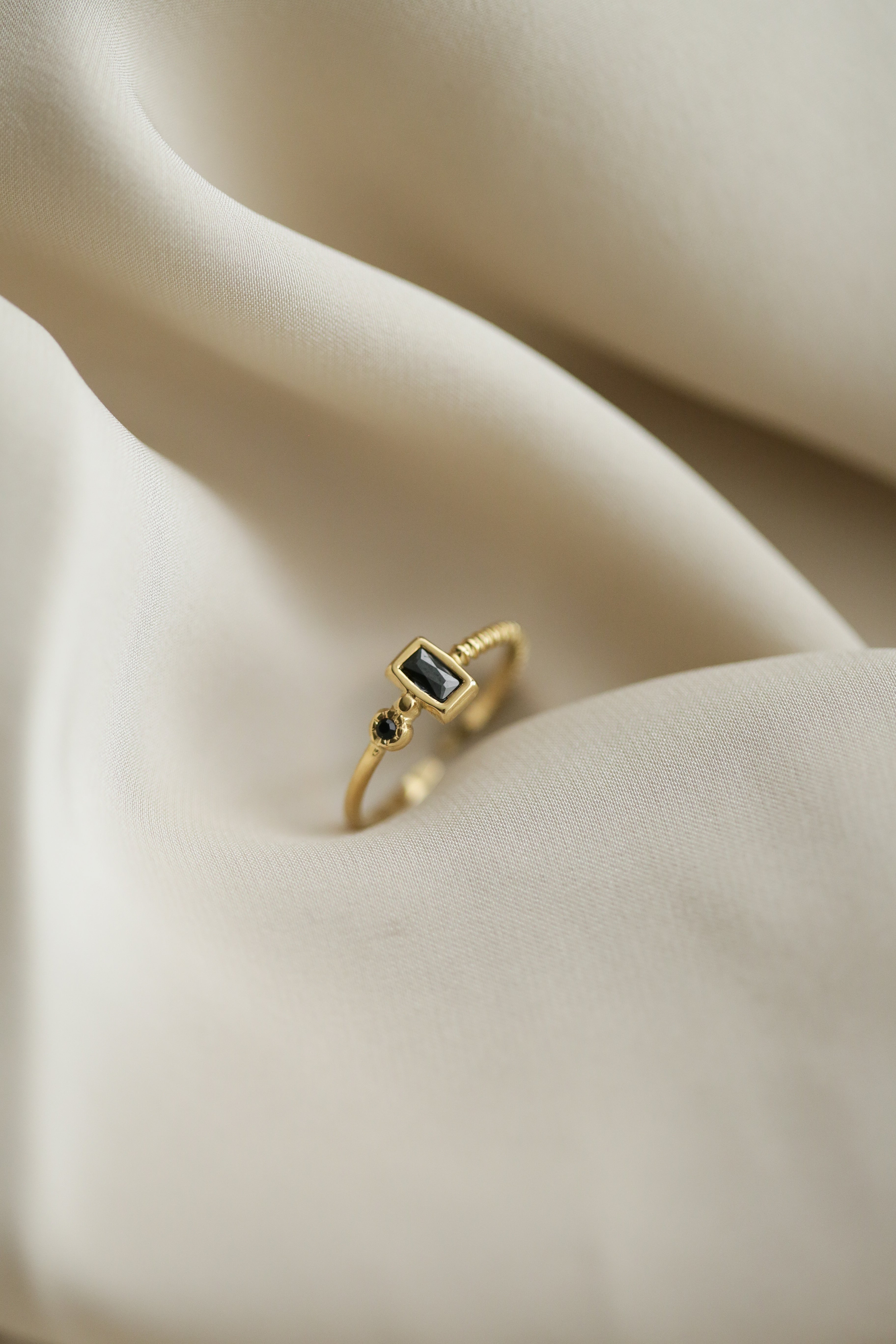 Tiny Black Cubic Zirconias Ring - Boutique Minimaliste has waterproof, durable, elegant and vintage inspired jewelry