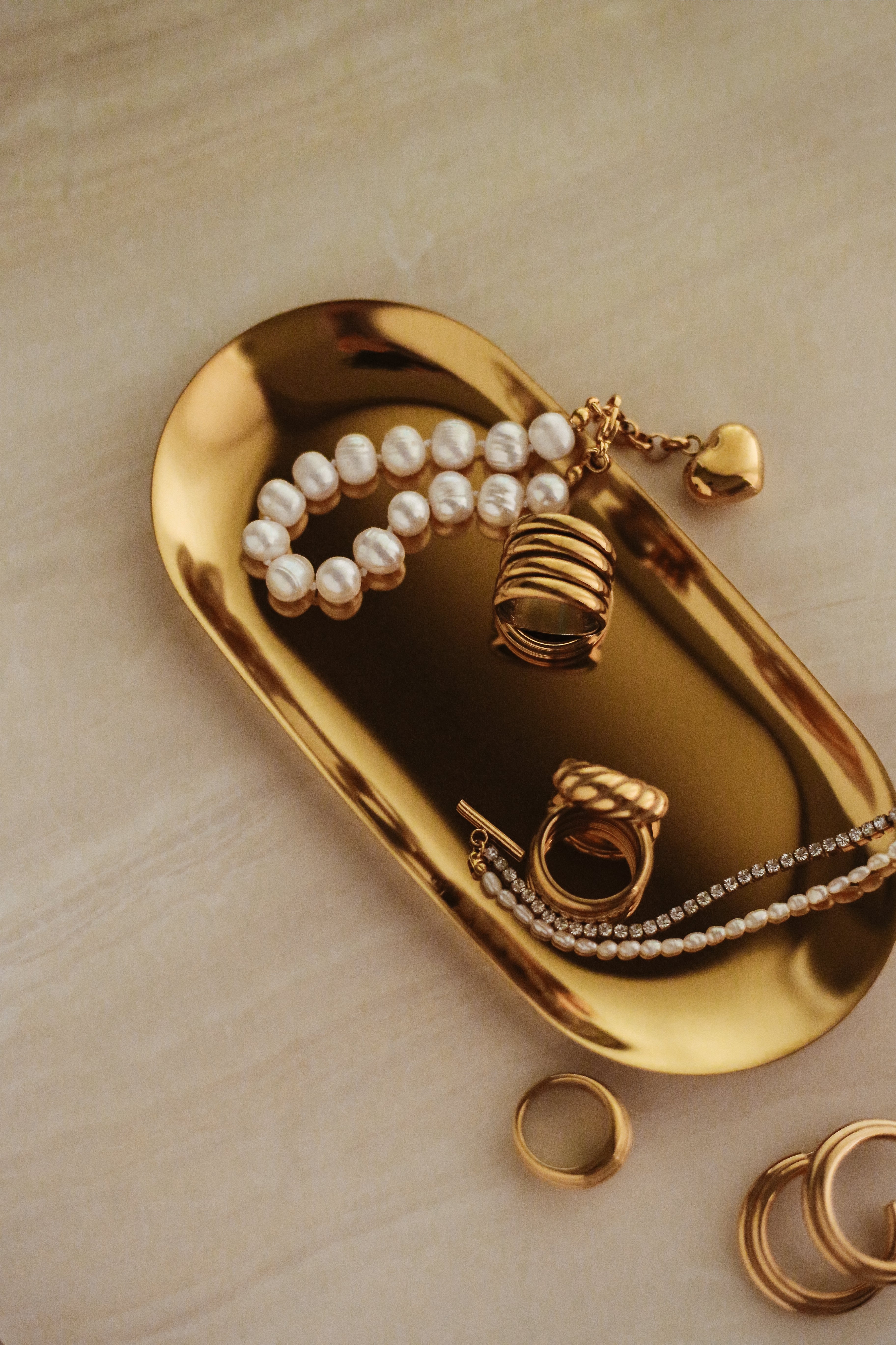 Trinket Dish - Gold - has waterproof, durable, elegant and vintage inspired jewelry