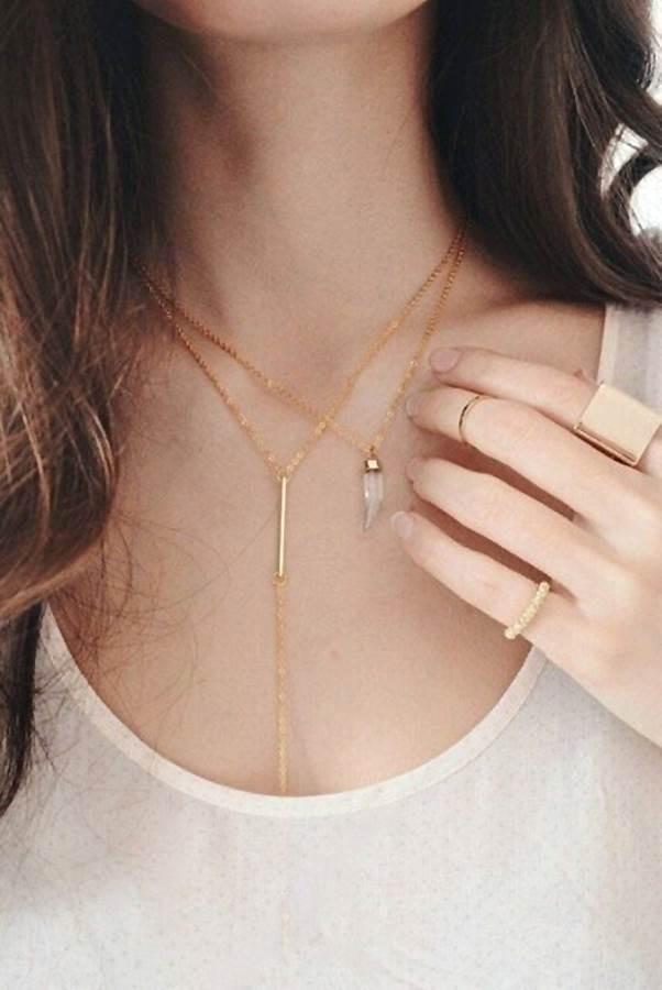 Bar Lariat Necklace - Boutique Minimaliste has waterproof, durable, elegant and vintage inspired jewelry