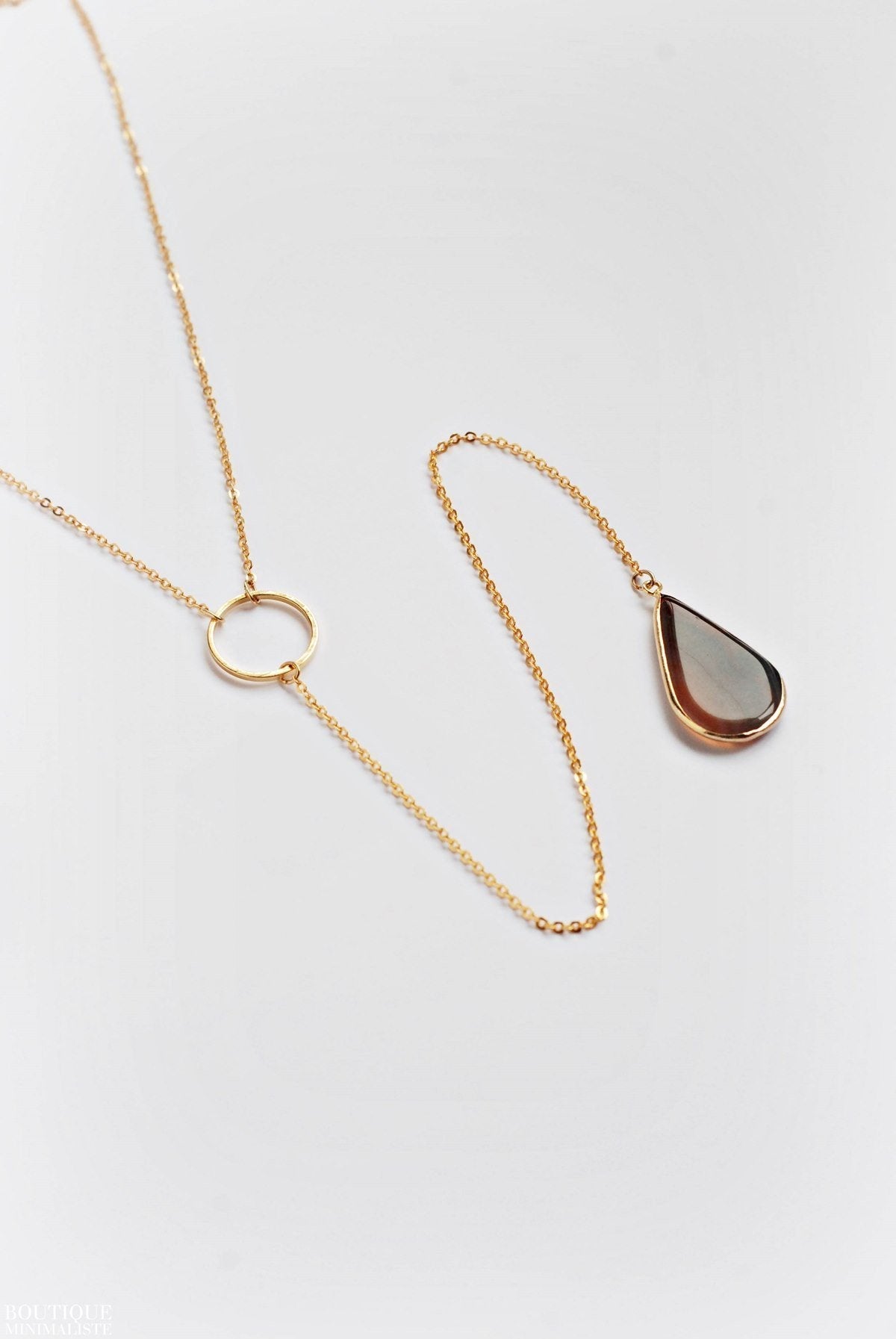 Drop Agate Lariat Necklace - has waterproof, durable, elegant and vintage inspired jewelry