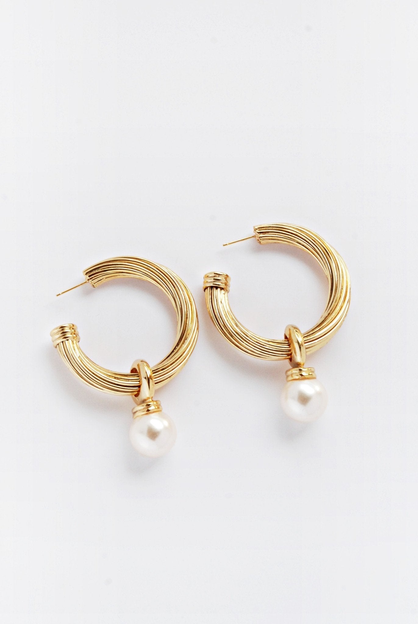 Oversized (Vintage) Pearl Hoops - has waterproof, durable, elegant and vintage inspired jewelry