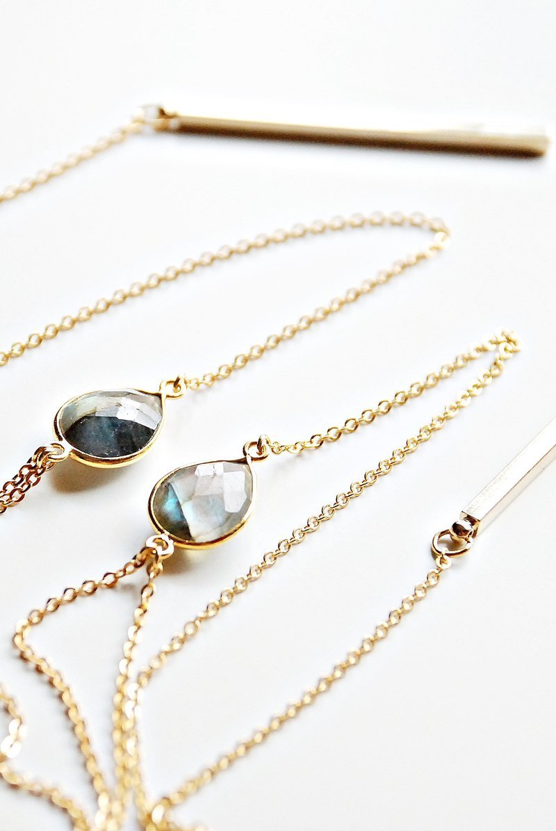 Precious Stones Lariat Necklaces - Boutique Minimaliste has waterproof, durable, elegant and vintage inspired jewelry