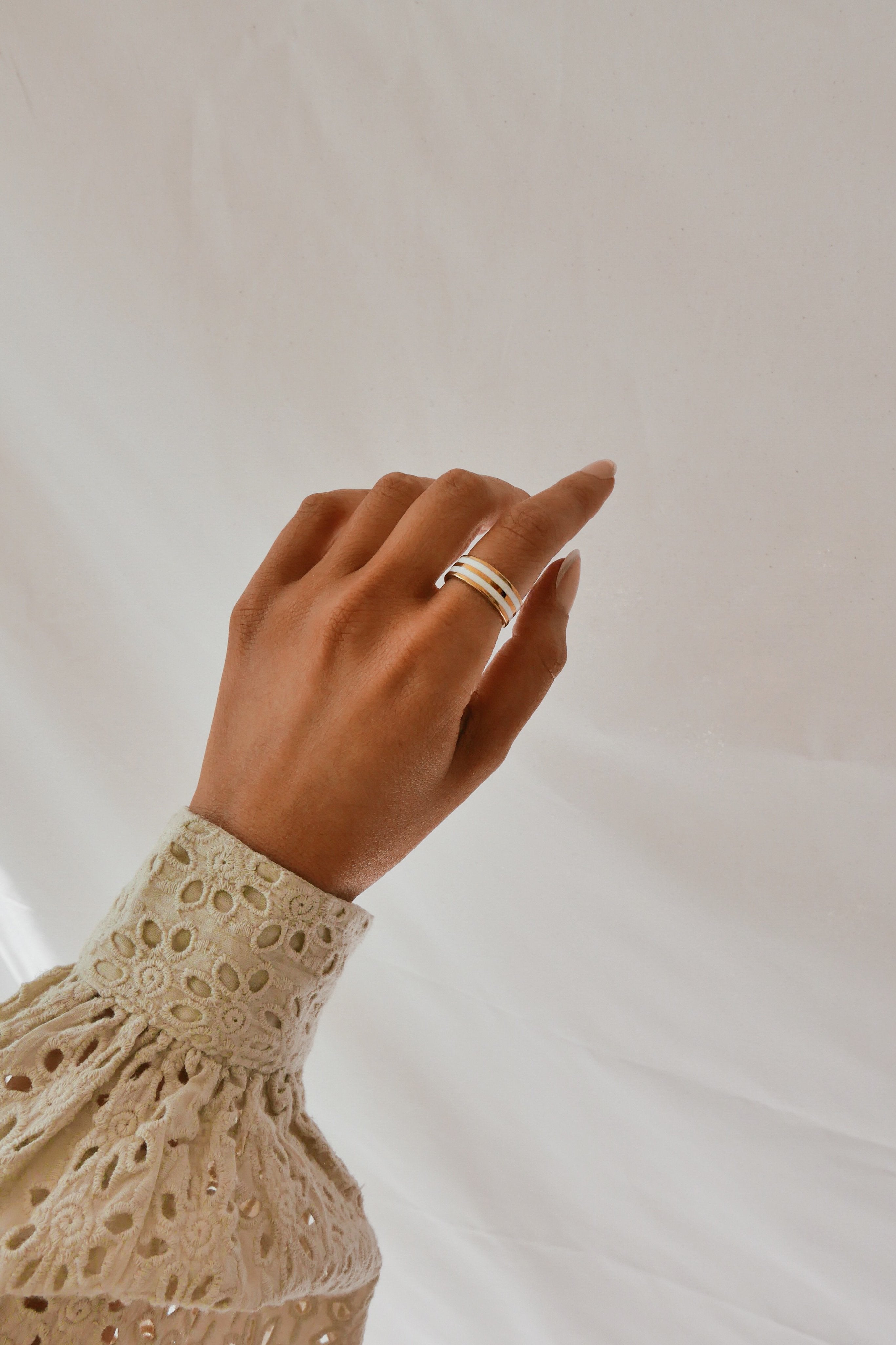 Sardegna Ring - White - Boutique Minimaliste has waterproof, durable, elegant and vintage inspired jewelry