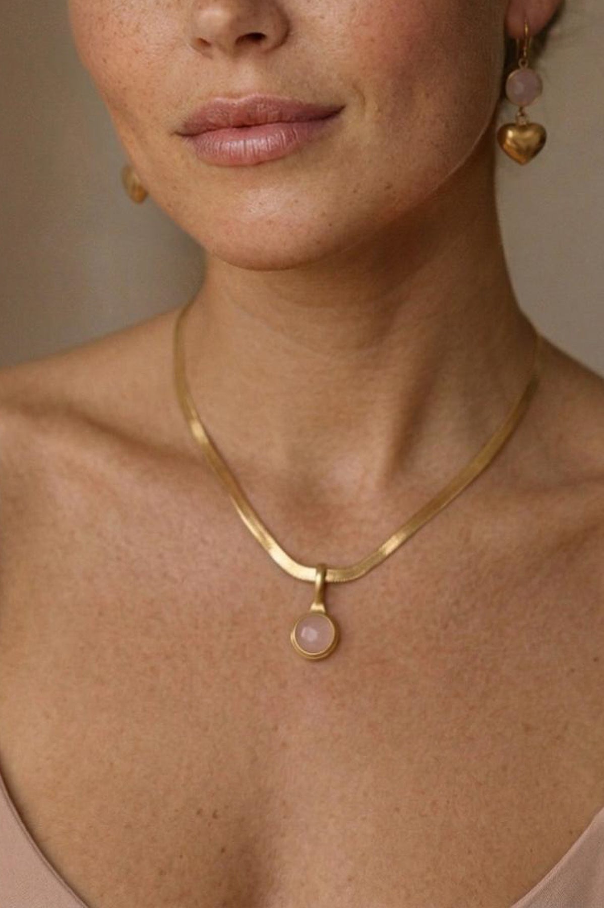 Justina Necklace - Rose Quartz