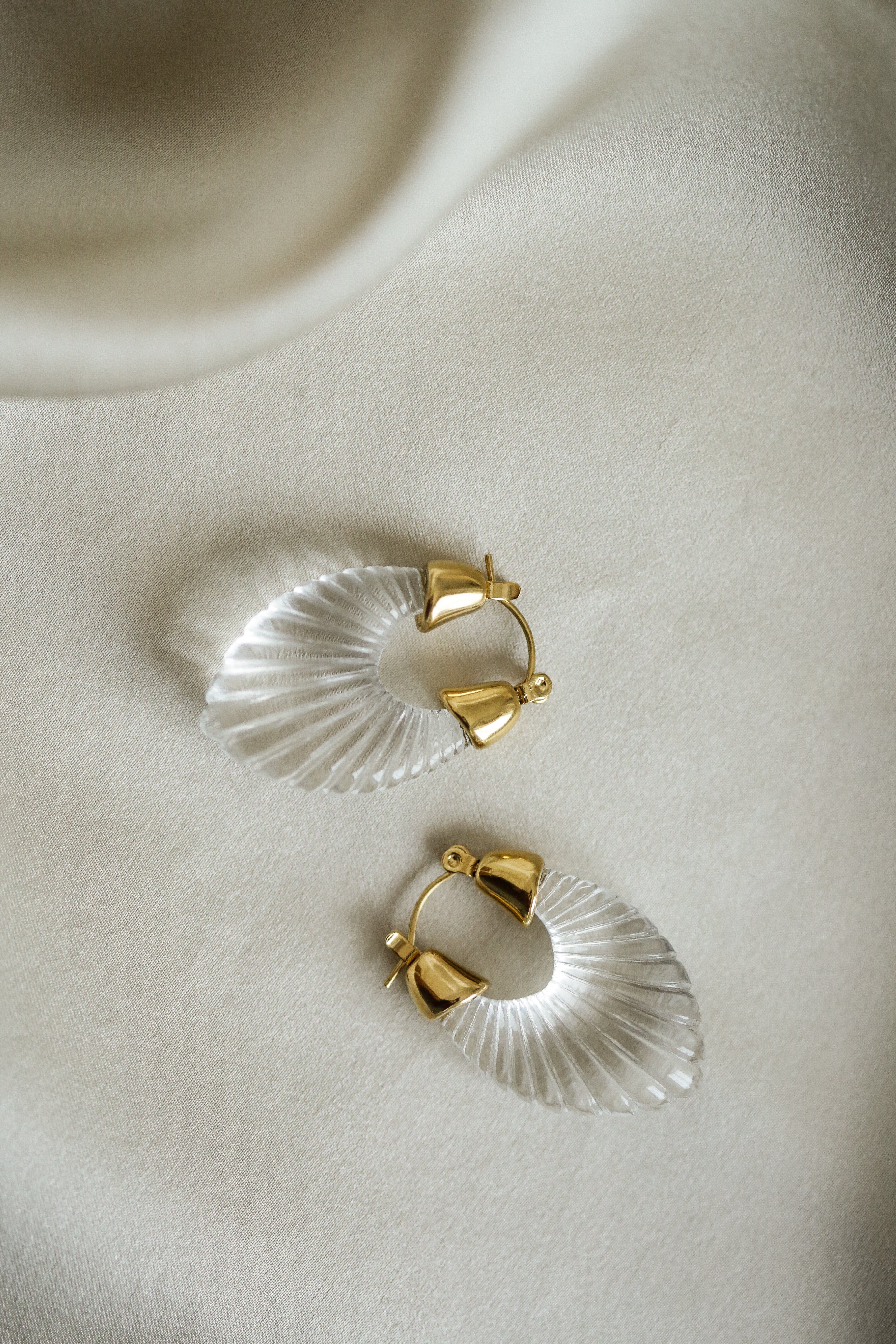 Clear Ribbed Lucite Hoops