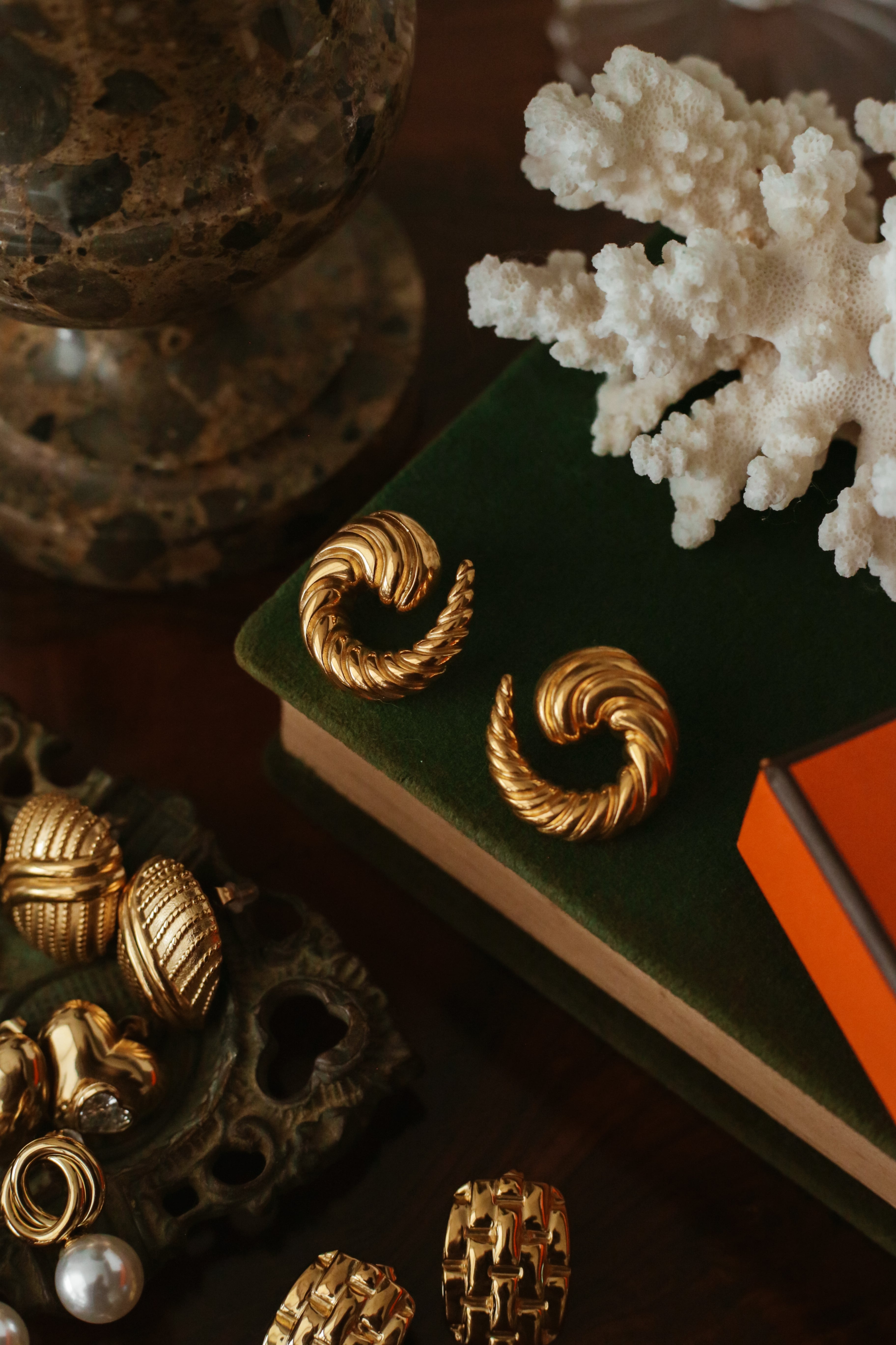 Ammonite Statement Earrings - Boutique Minimaliste has waterproof, durable, elegant and vintage inspired jewelry