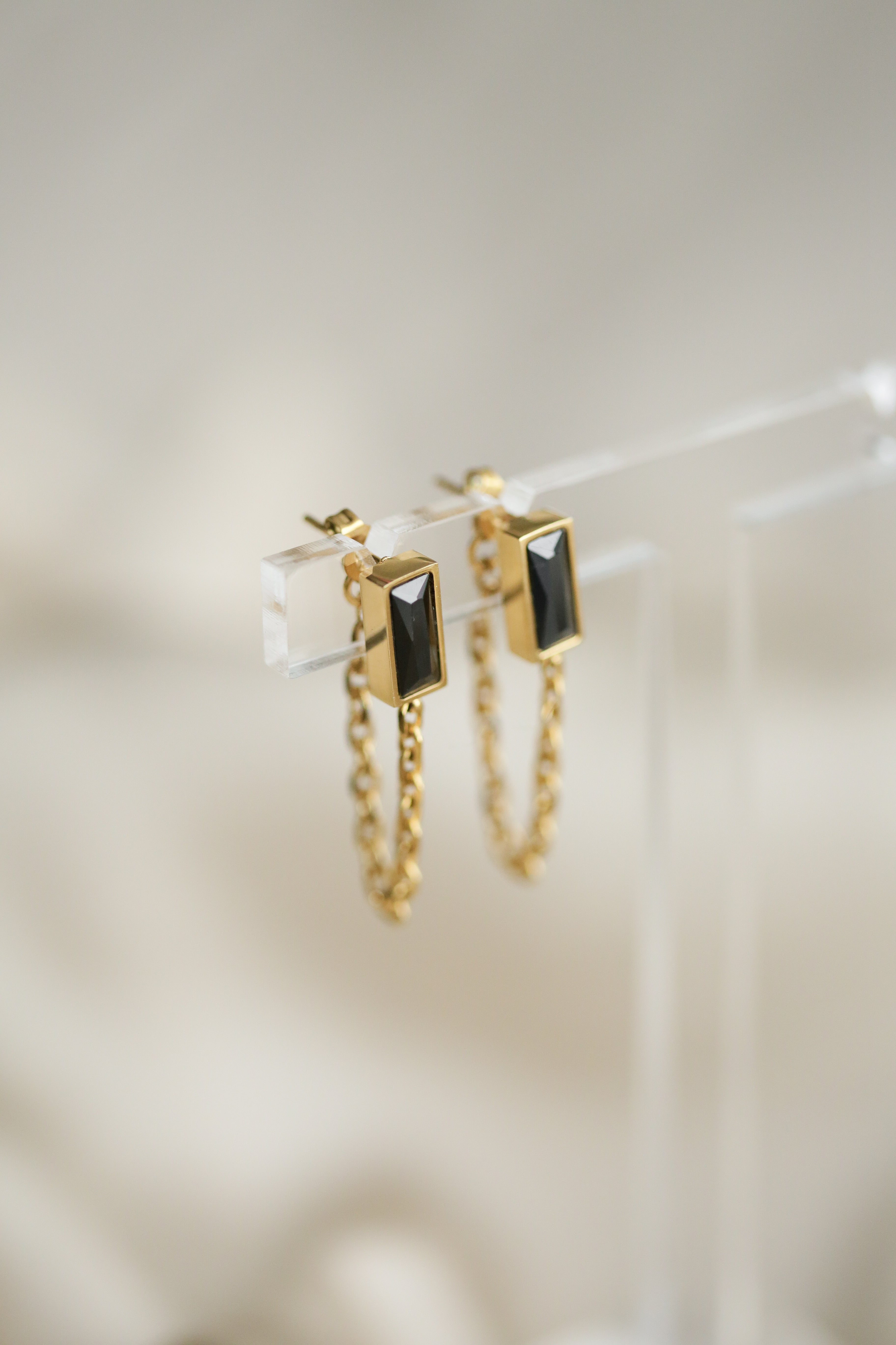 Black Cubic Zirconia Earrings - Boutique Minimaliste has waterproof, durable, elegant and vintage inspired jewelry