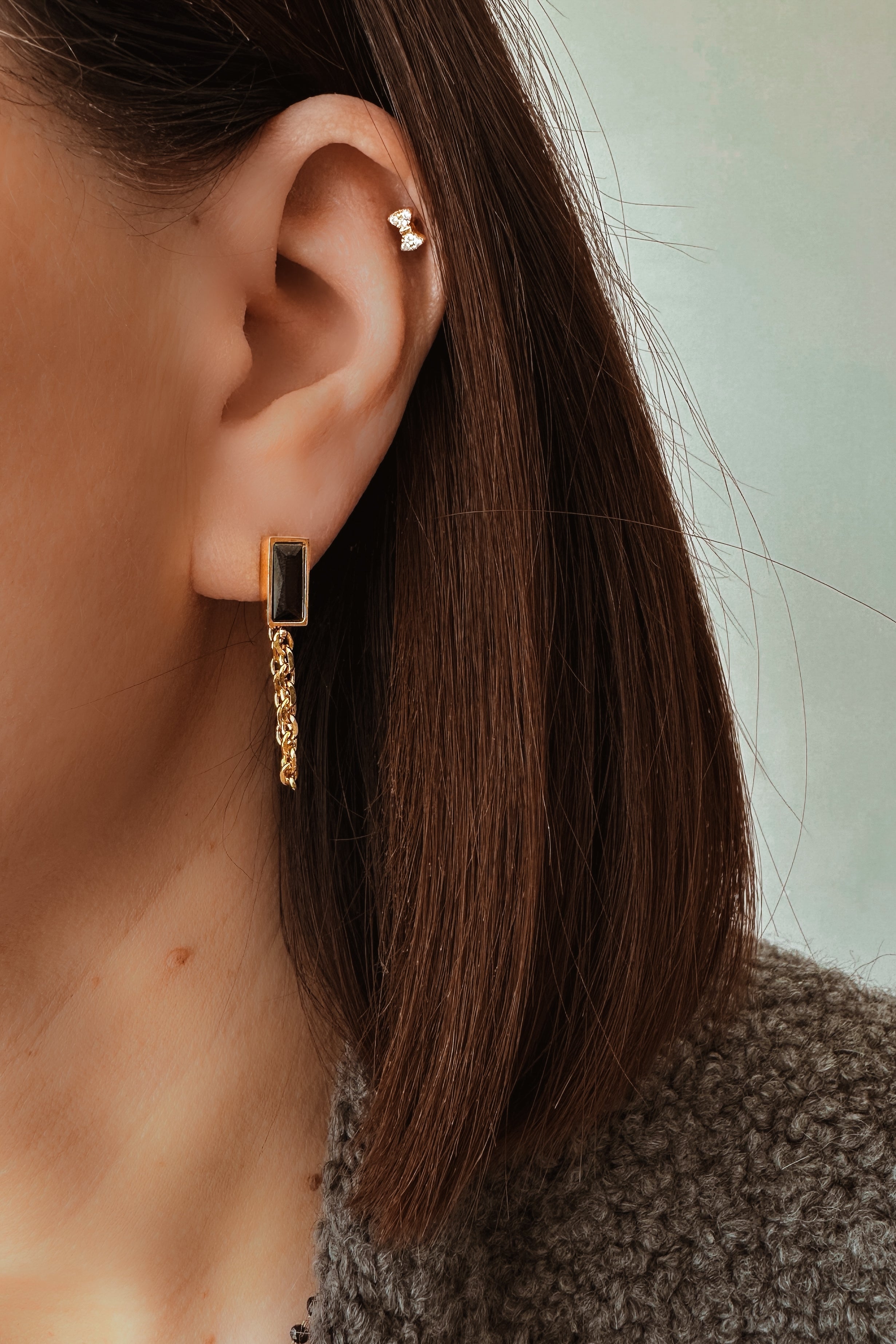 Black Cubic Zirconia Earrings - Boutique Minimaliste has waterproof, durable, elegant and vintage inspired jewelry