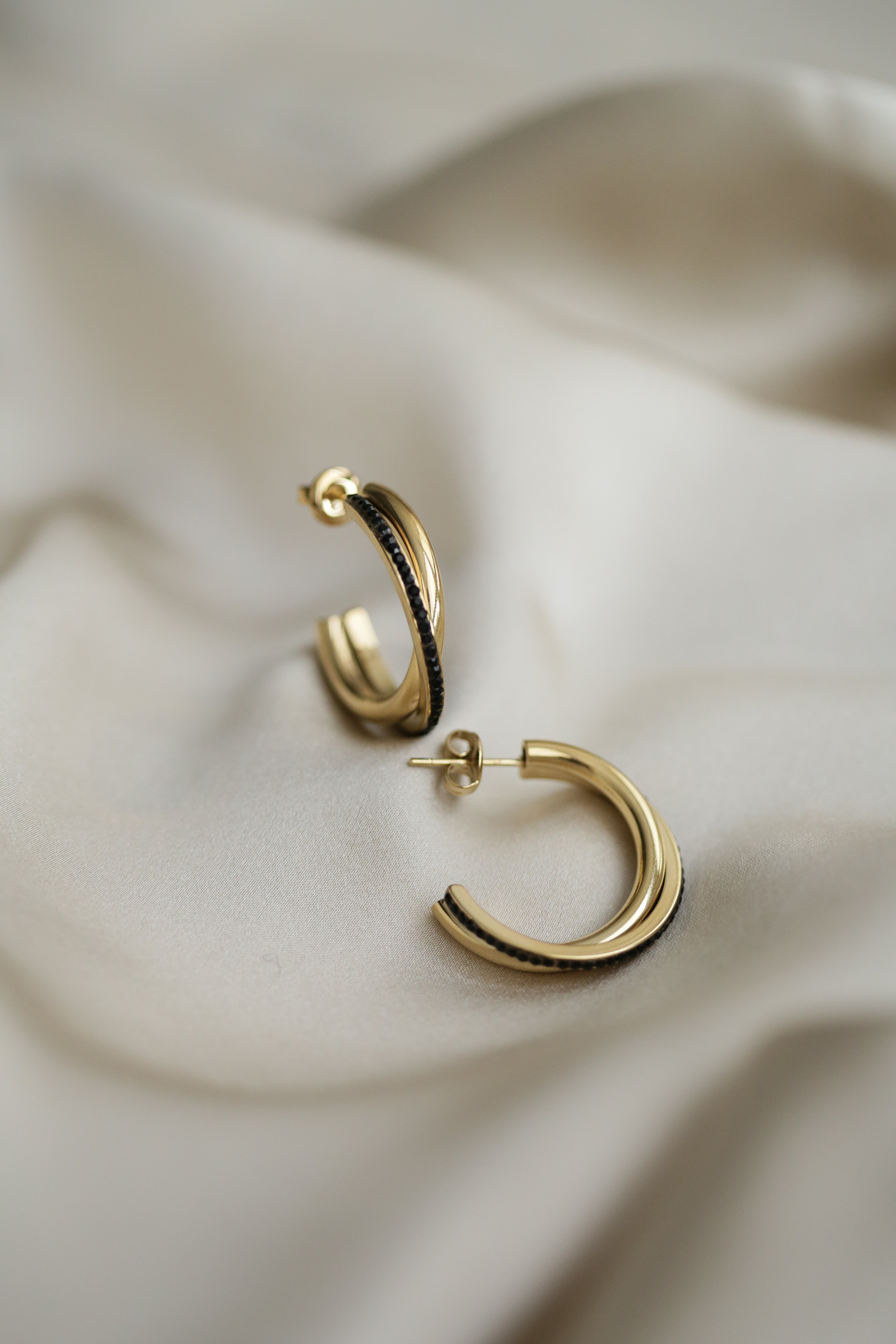 Entwined Cubic Zirconia Hoops - Boutique Minimaliste has waterproof, durable, elegant and vintage inspired jewelry