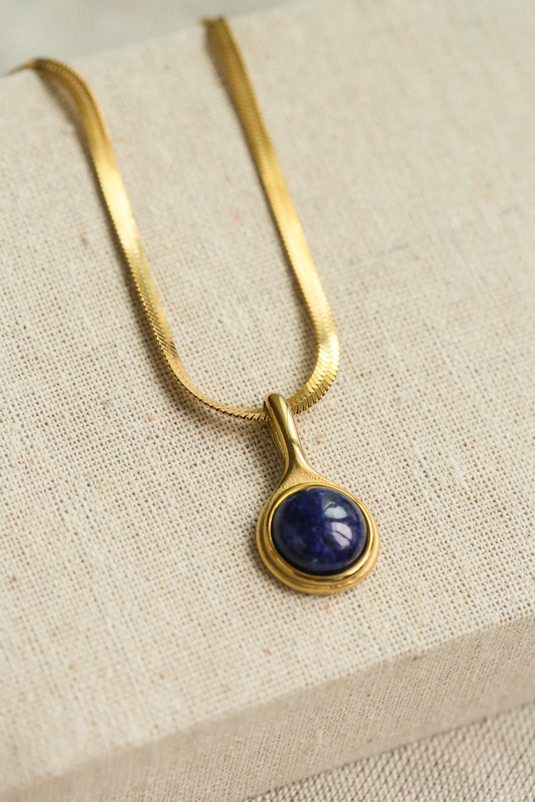 Justina Necklace - Lapiz Lazuli - has waterproof, durable, elegant and vintage inspired jewelry