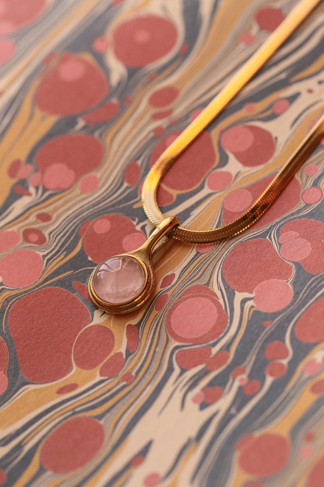 Justina Necklace - Rose Quartz - has waterproof, durable, elegant and vintage inspired jewelry