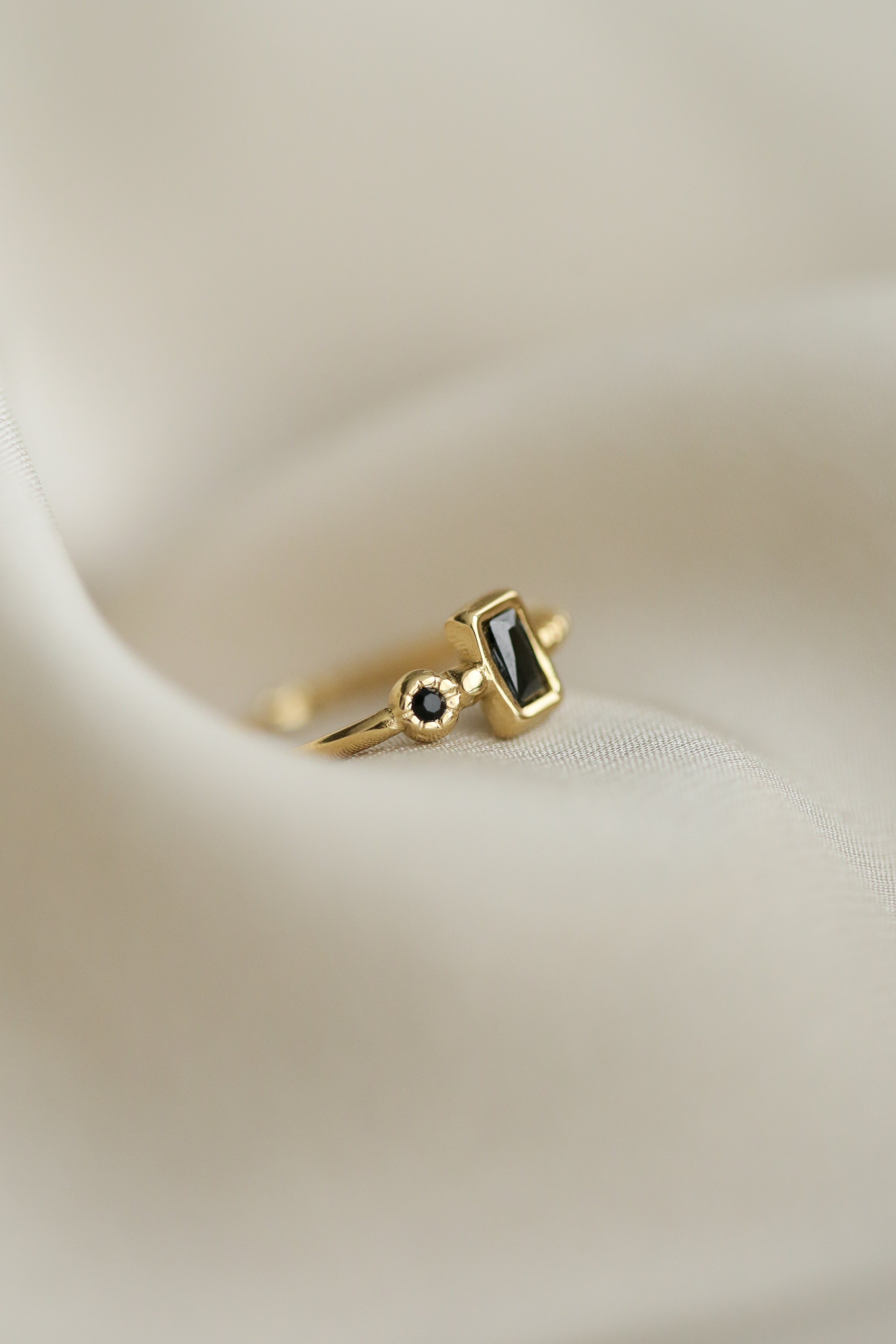 Tiny Black Cubic Zirconias Ring - has waterproof, durable, elegant and vintage inspired jewelry