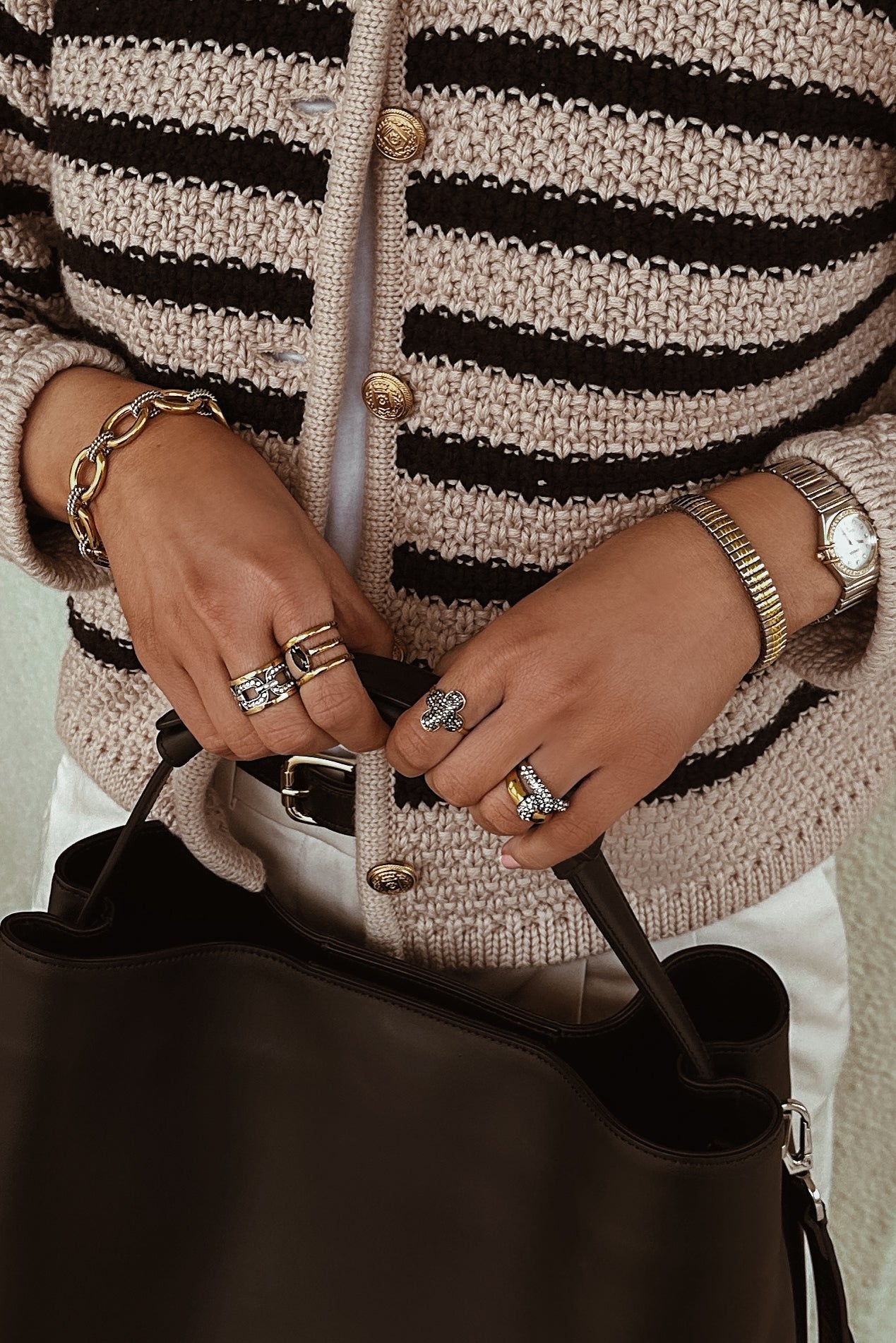 Two Tone Link Ring - Boutique Minimaliste has waterproof, durable, elegant and vintage inspired jewelry