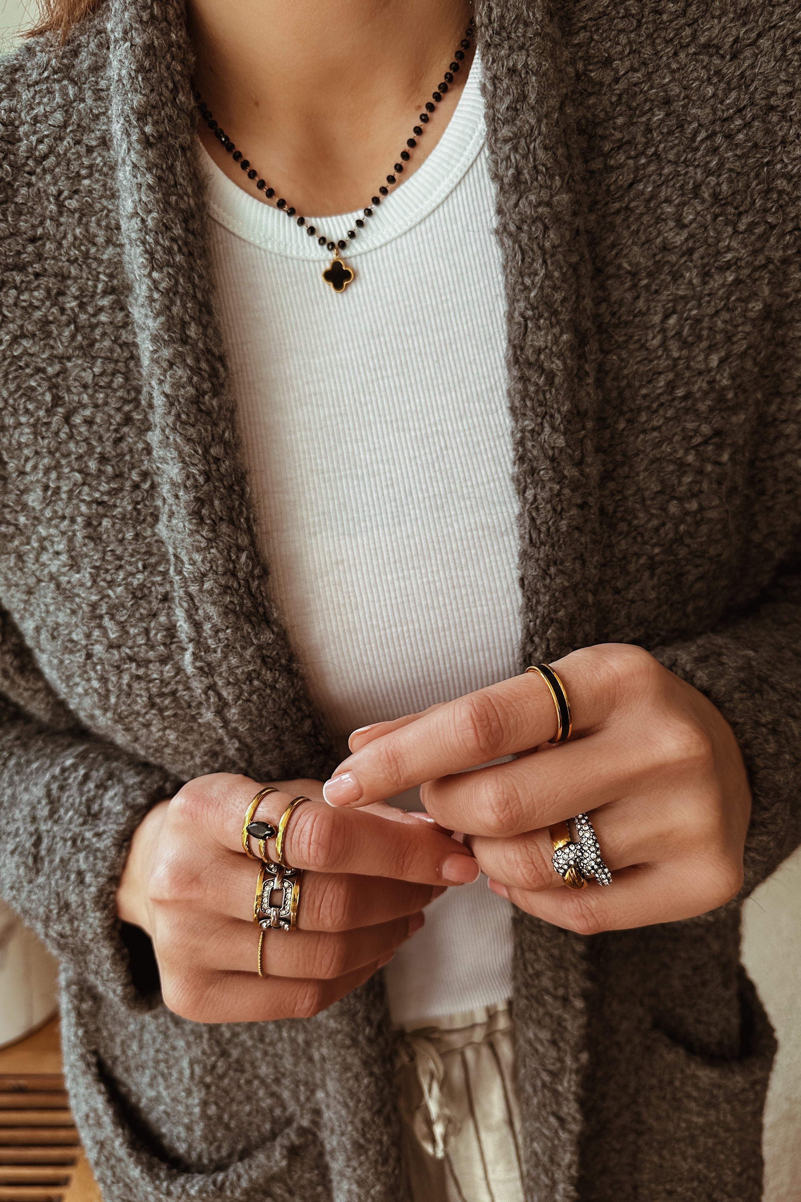 Two Tone Link Ring - Boutique Minimaliste has waterproof, durable, elegant and vintage inspired jewelry