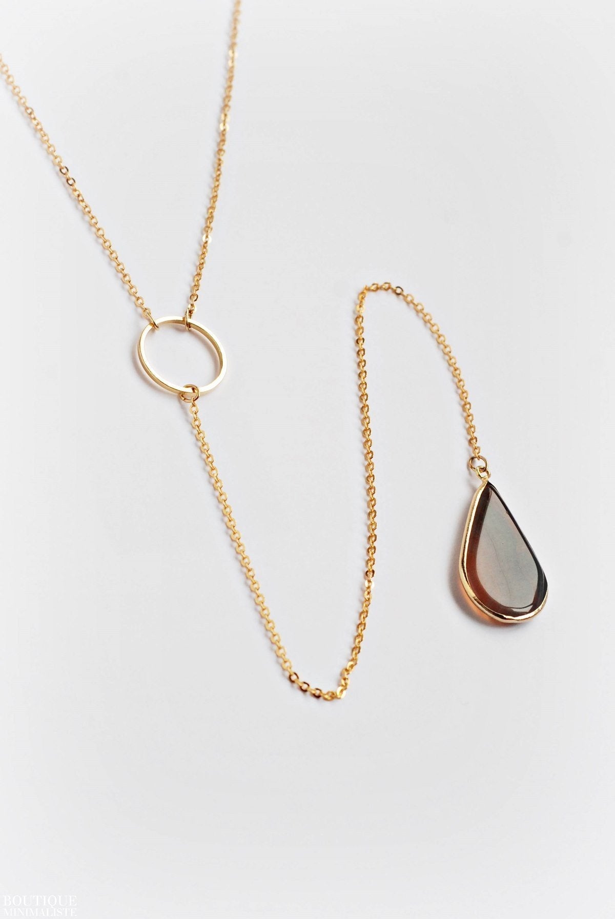 Drop Agate Lariat Necklace - has waterproof, durable, elegant and vintage inspired jewelry