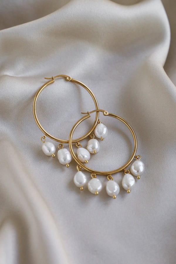 Milou Hoop Earrings - Boutique Minimaliste has waterproof, durable, elegant and vintage inspired jewelry