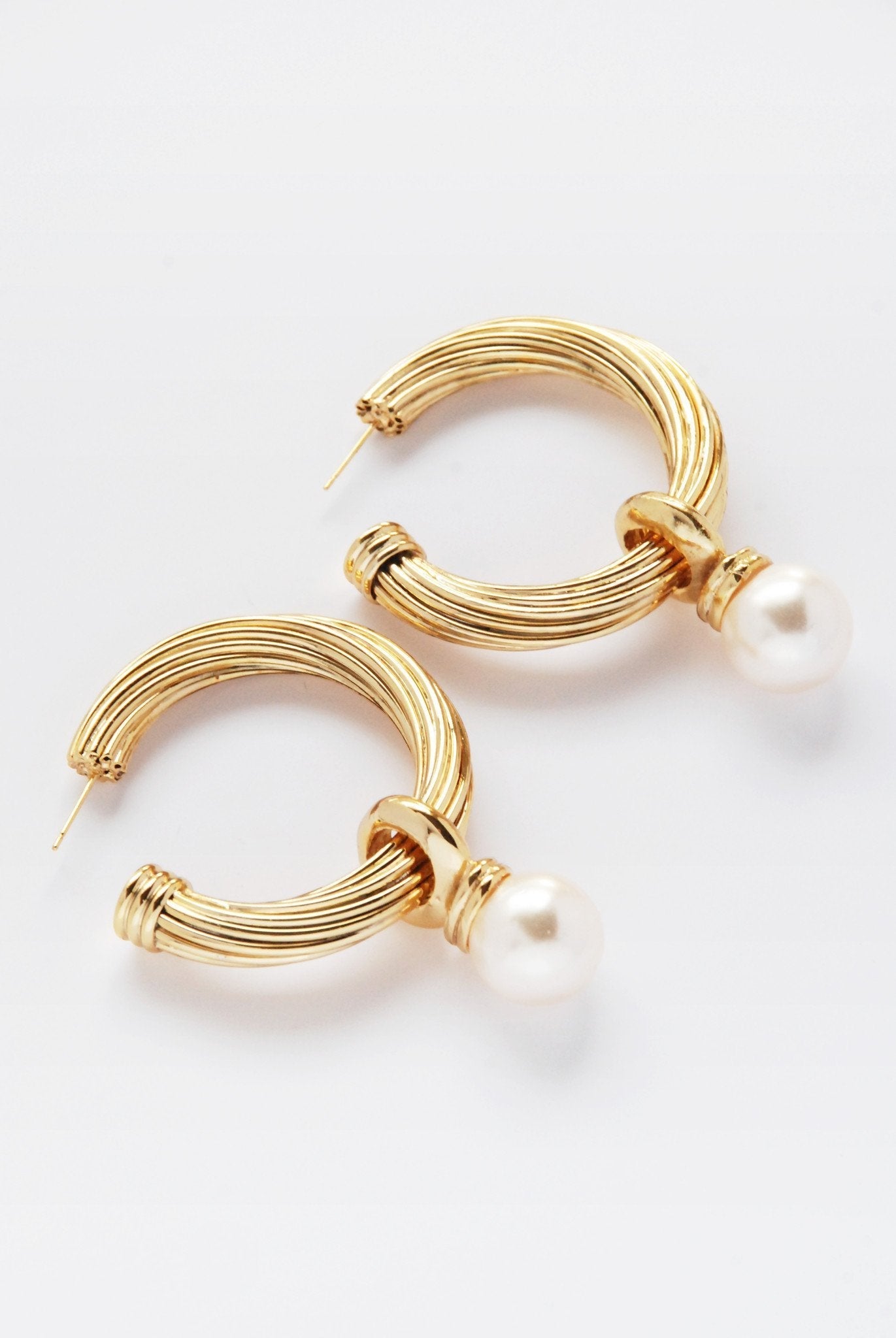 Oversized (Vintage) Pearl Hoops - has waterproof, durable, elegant and vintage inspired jewelry